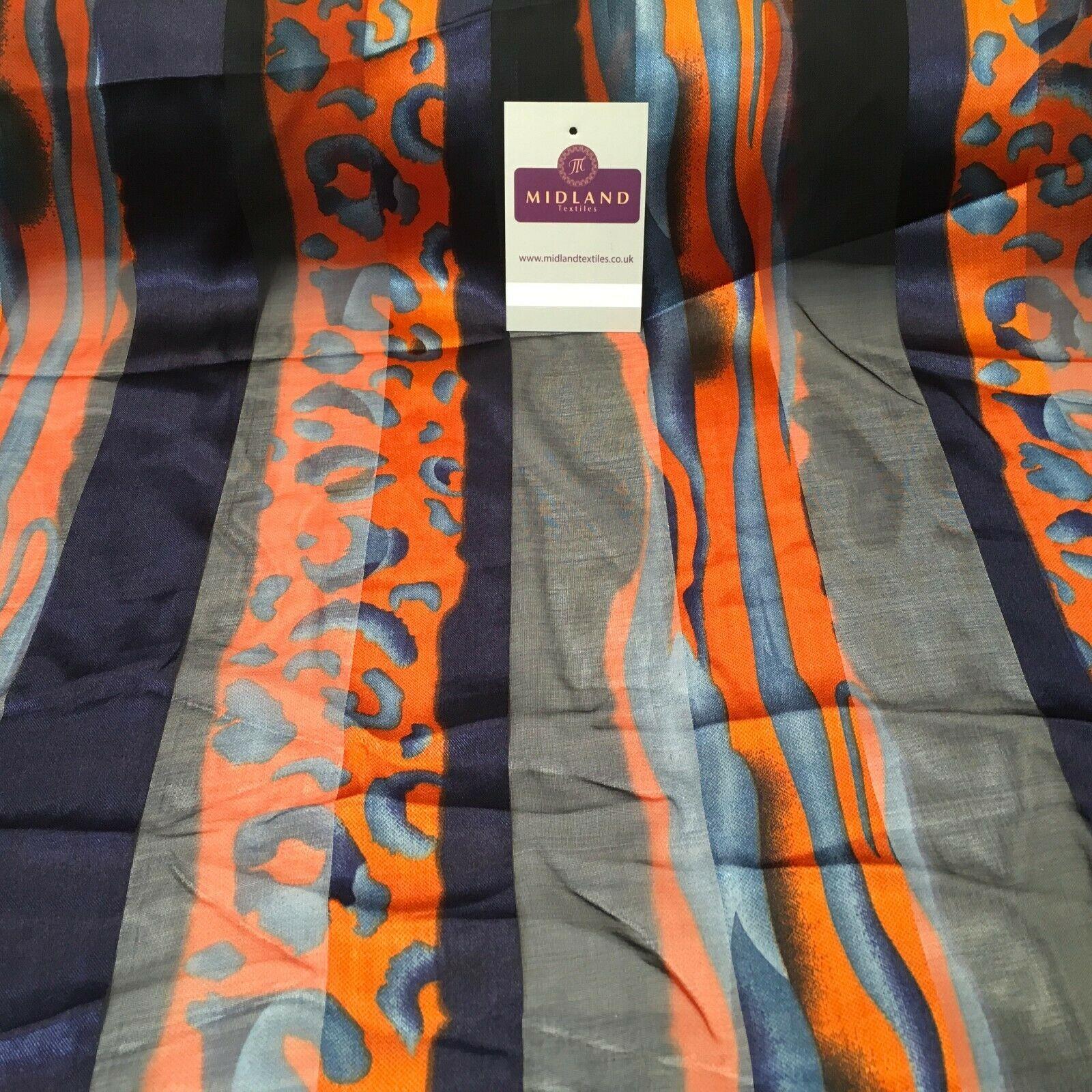 Navy Orange Animal Printed Dress fabric 150cm Wide  MA1049-5 Mtex