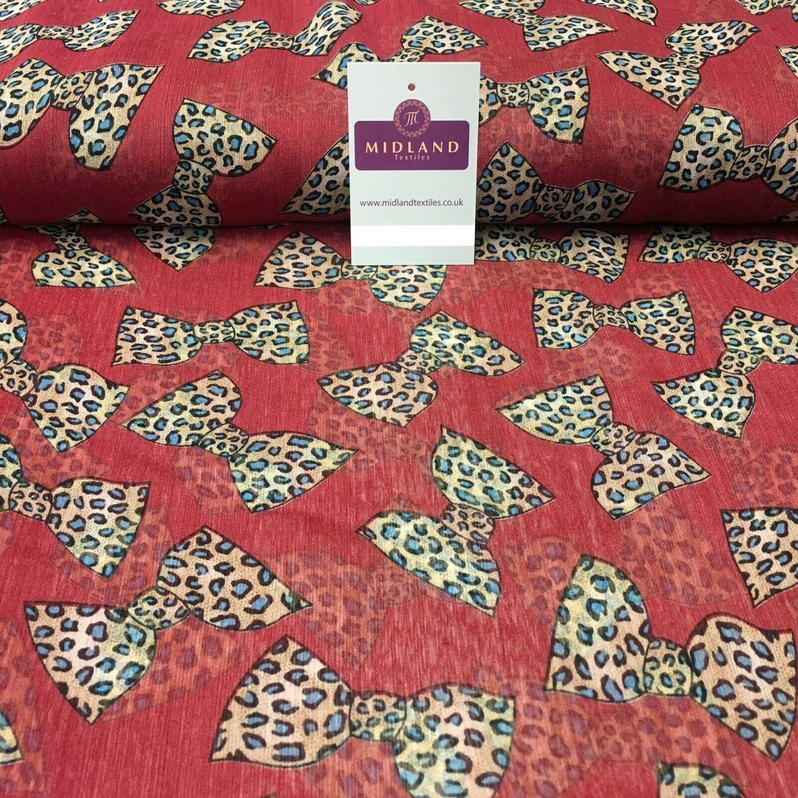 Maroon Animal Bows Printed Crinkle Georgette Chiffon Fabric 150cm wide MK1090-22