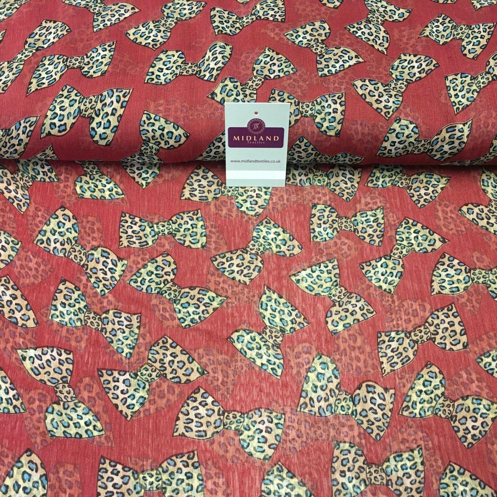 Maroon Animal Bows Printed Crinkle Georgette Chiffon Fabric 150cm wide MK1090-22