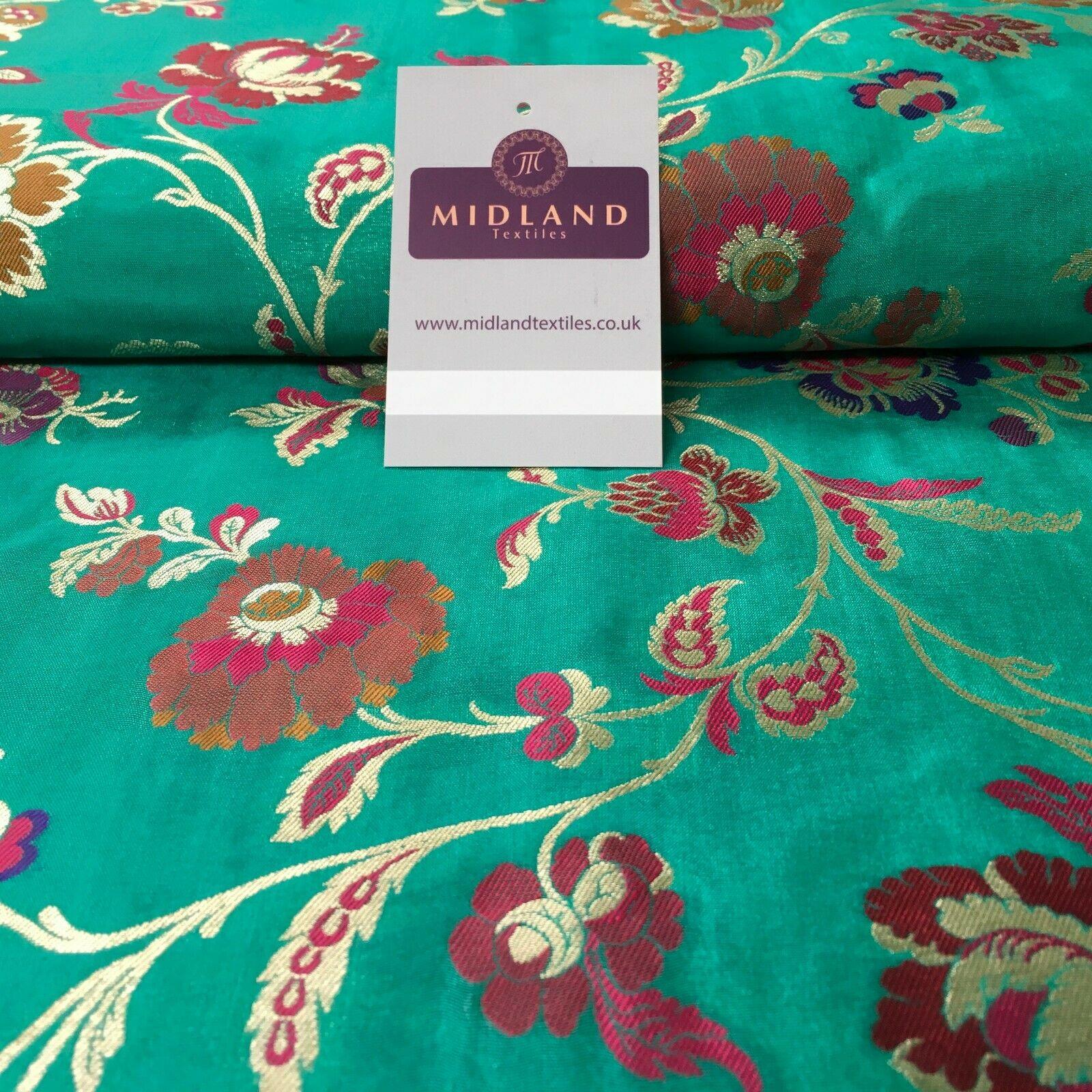 Indian Floral Banarsi Silky Brocade fabric 100cm Wide MP1116 Mtex