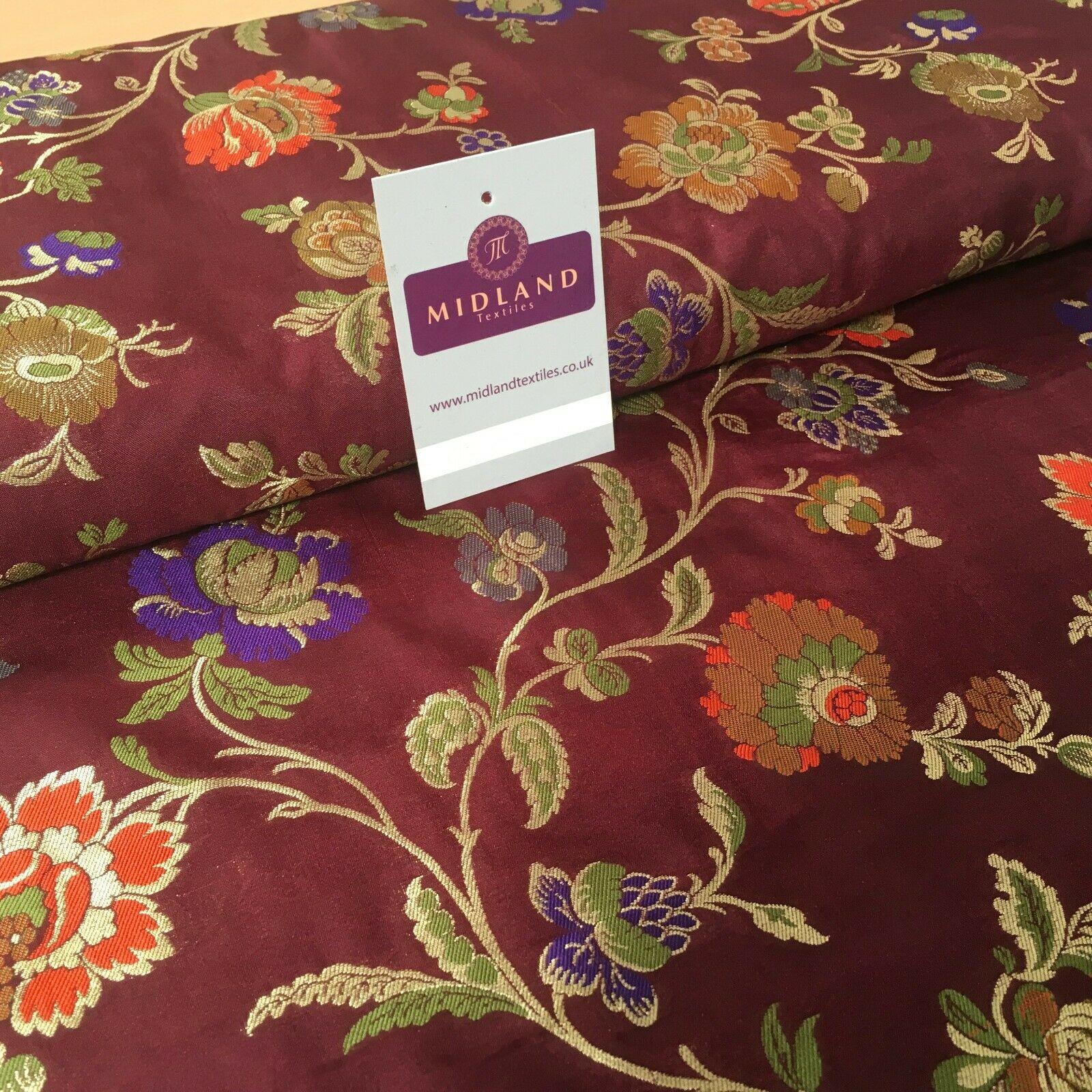 Indian Floral Banarsi Silky Brocade fabric 100cm Wide MP1116 Mtex