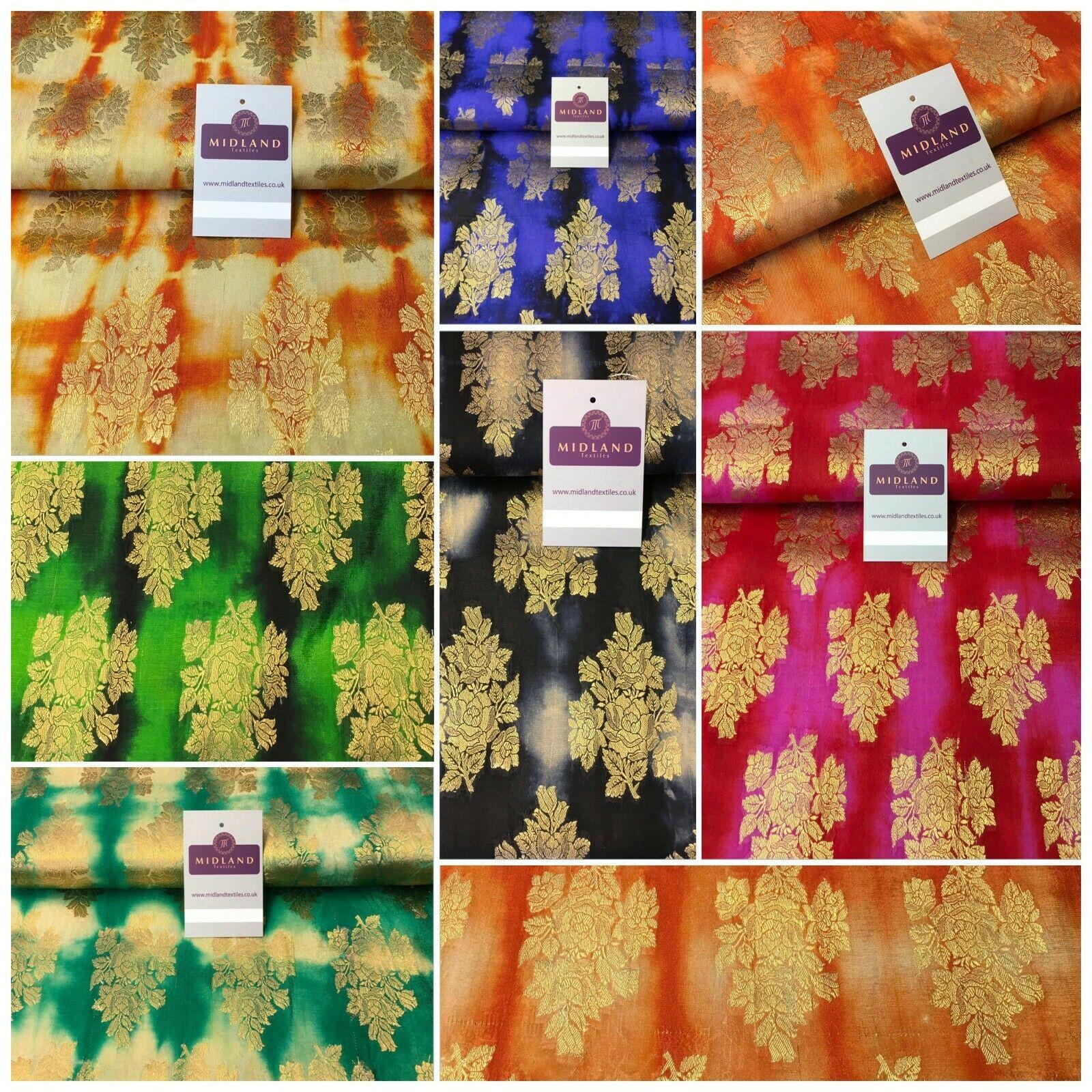 Two Tonal Floral Indian Banarsi Pure Silk Brocade fabric 100cm Wide MP1104 Mtex