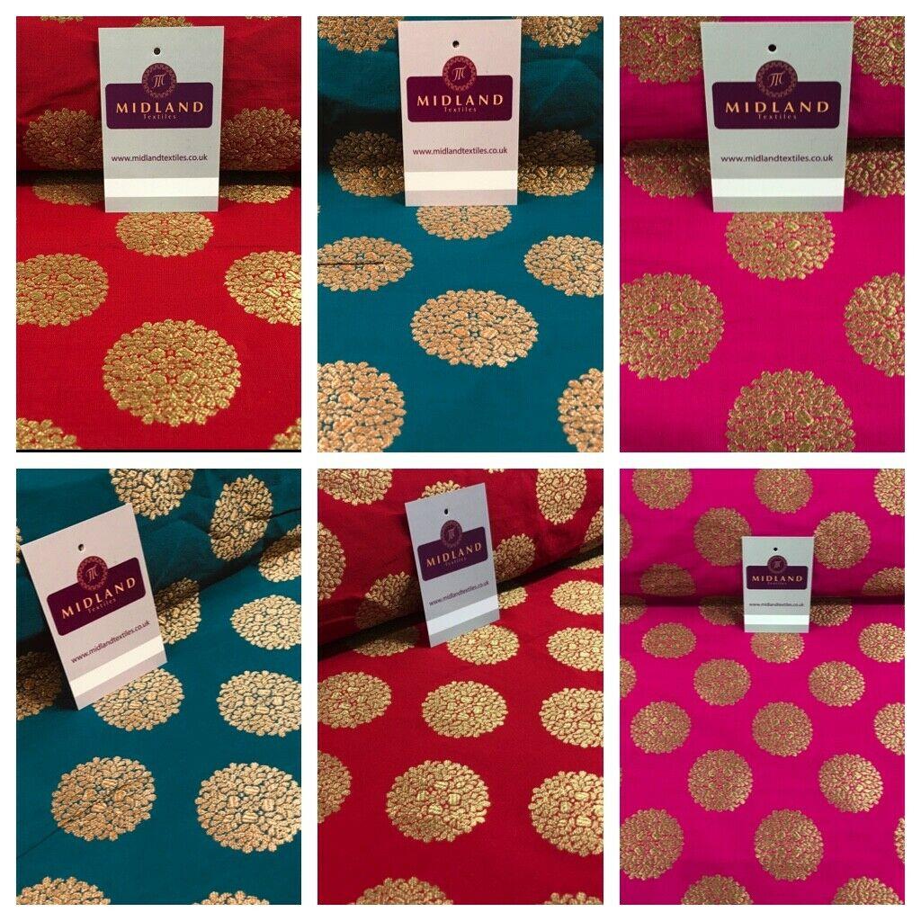 Indian Gold Floral Banarsi Brocade Waistcoat  fabric 125cm Wide MN1098 Mtex