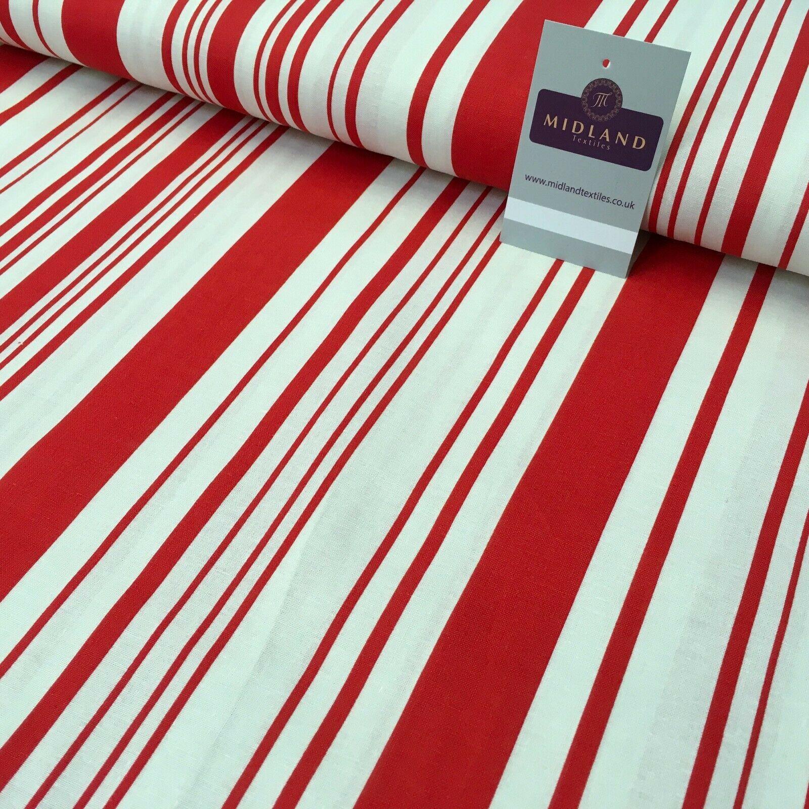 Red Striped Printed Cotton Linen Dress Fabric 150cm Wide MK1086-5