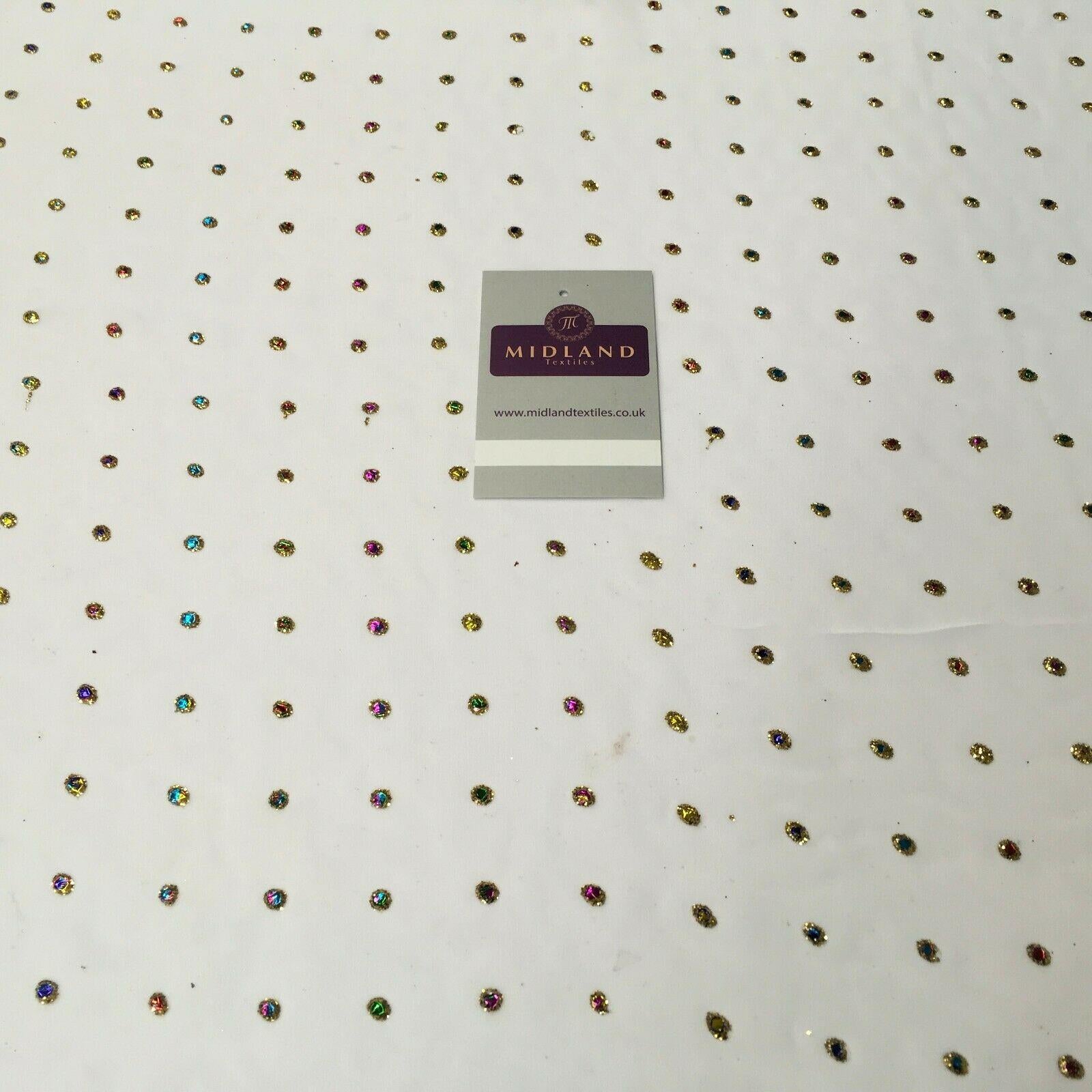 Multicoloured dew drop White chiffon fabric Fabric 140cm Wide MA1077 Mtex