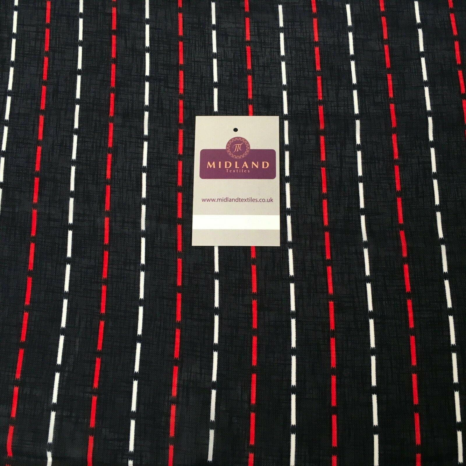 Navy Blue Line Georgette crepe Linen effect dress Fabric 150cm wide MK1095-2