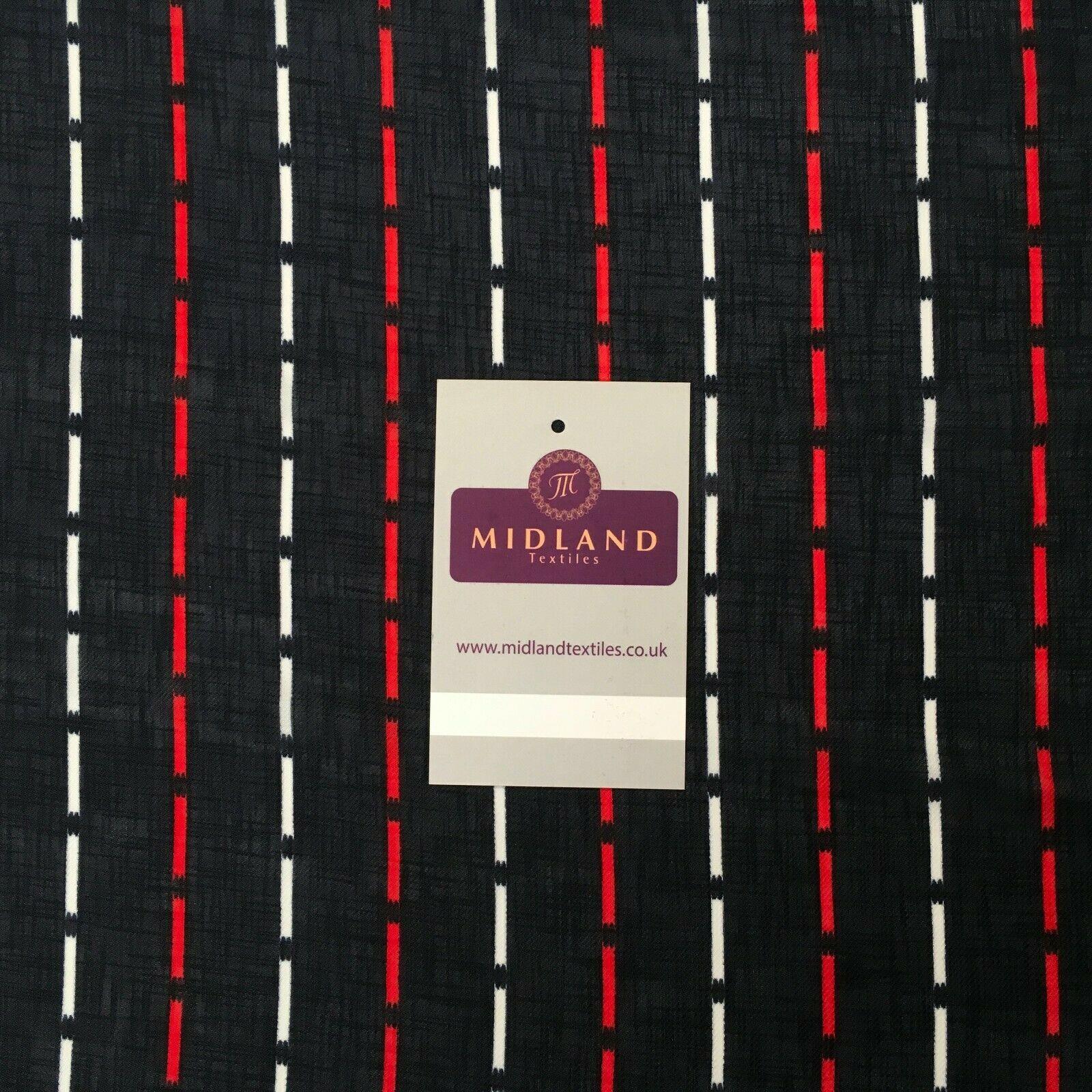 Navy Blue Line Georgette crepe Linen effect dress Fabric 150cm wide MK1095-2