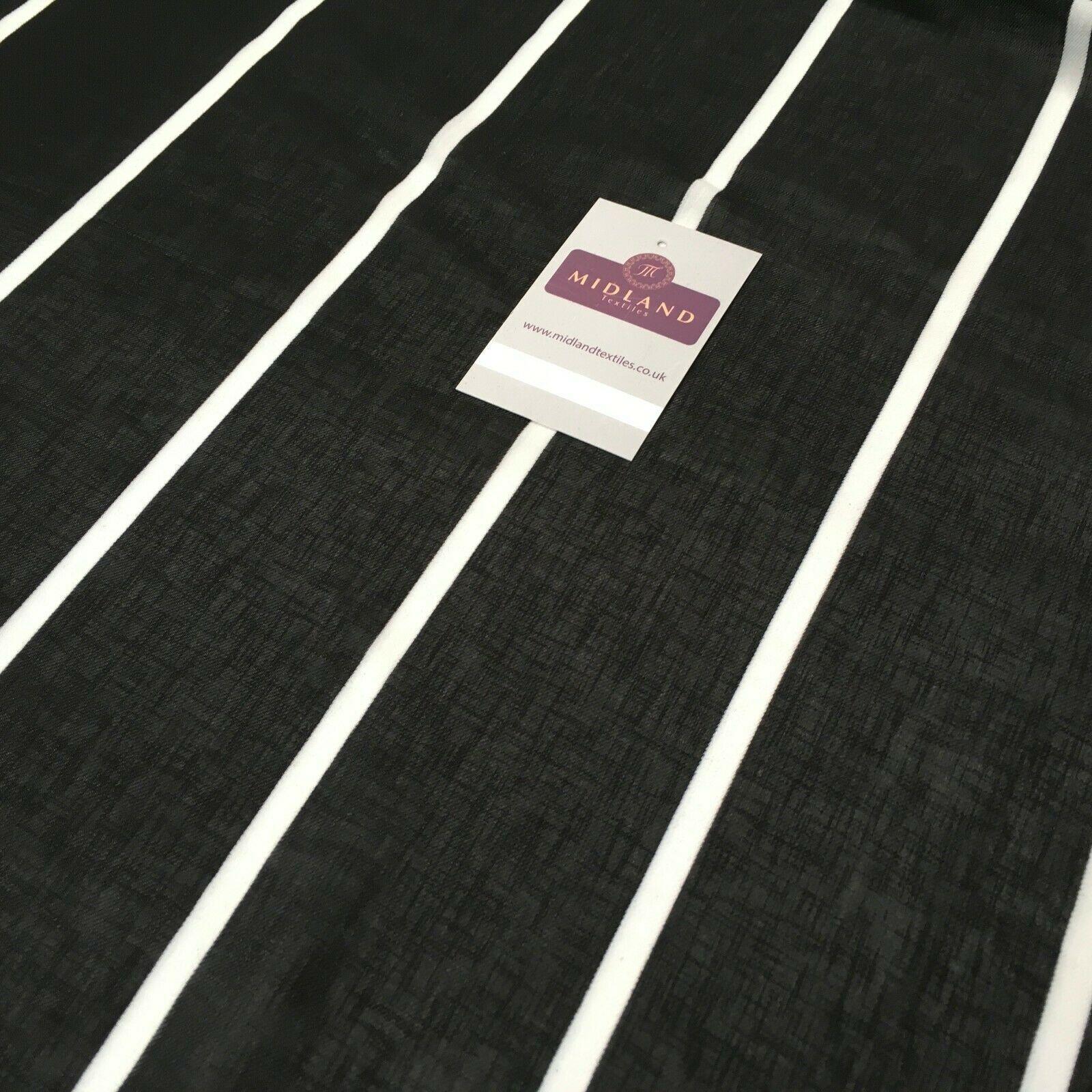 Black Stripped Georgette crepe Linen effect dress Fabric 150cm wide MK1095-10
