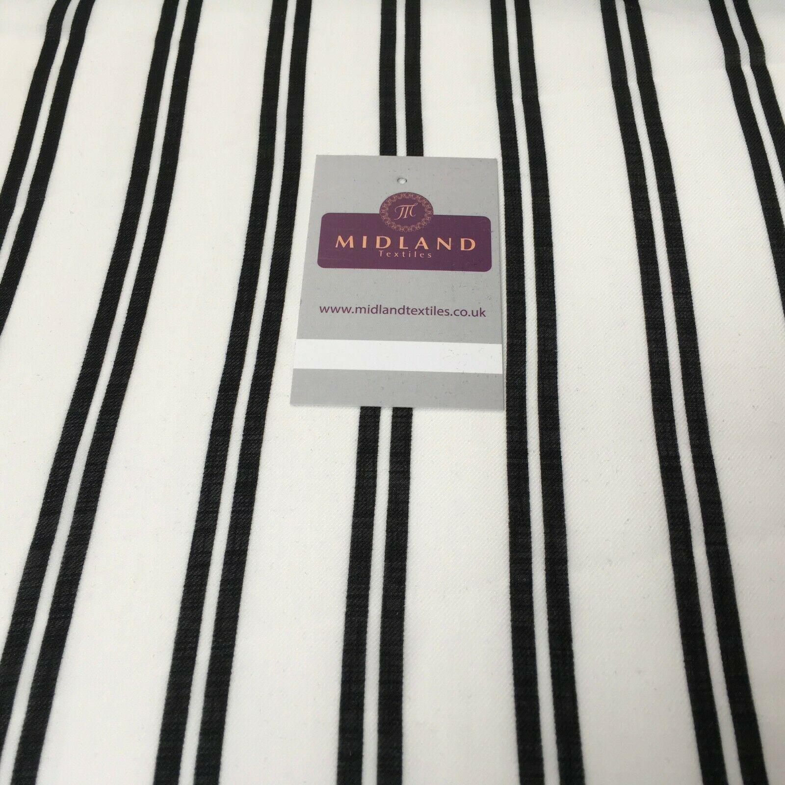 Ivory & Black Stripped Georgette crepe Linen effect fabric 150cm wide MK1095-9