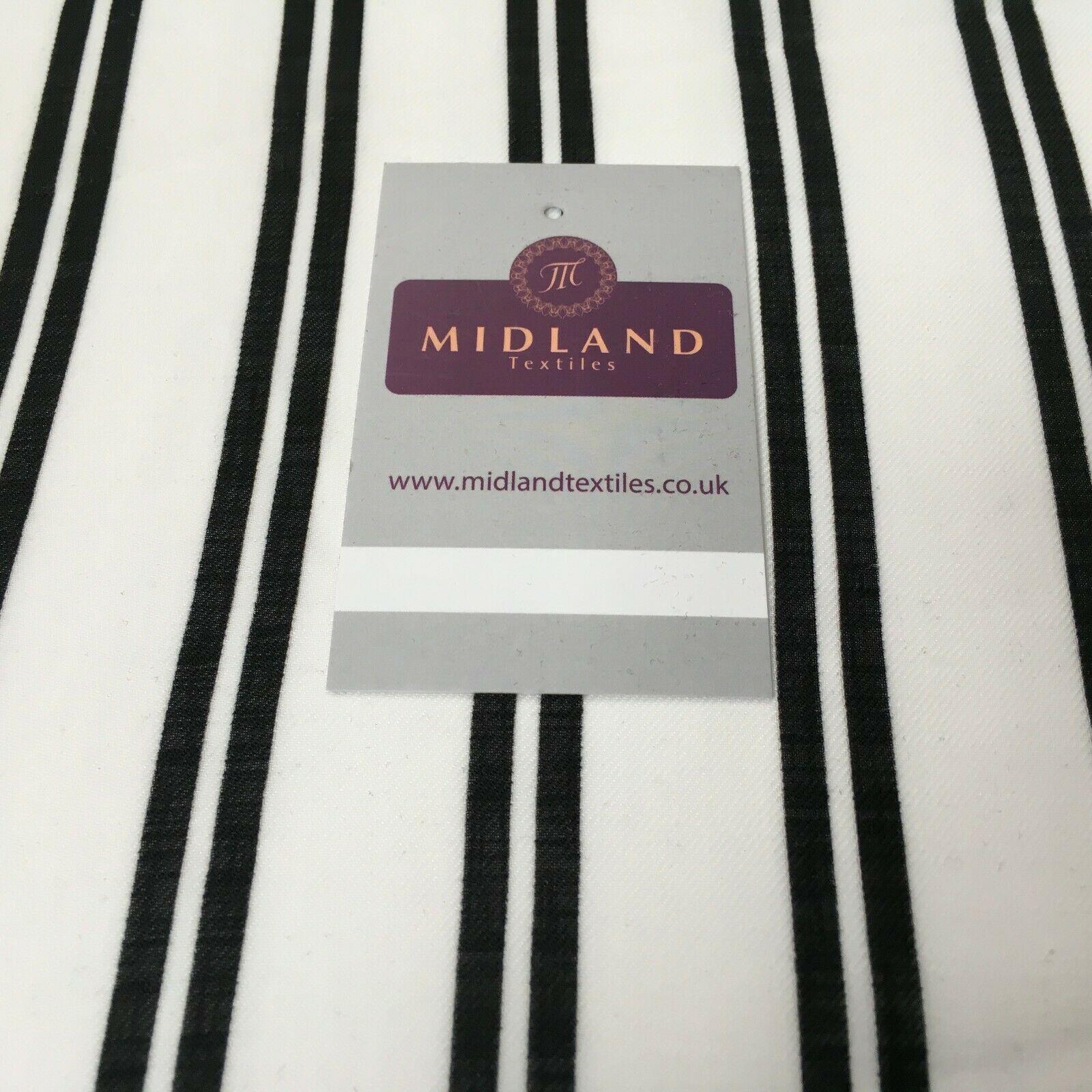 Ivory & Black Stripped Georgette crepe Linen effect fabric 150cm wide MK1095-9