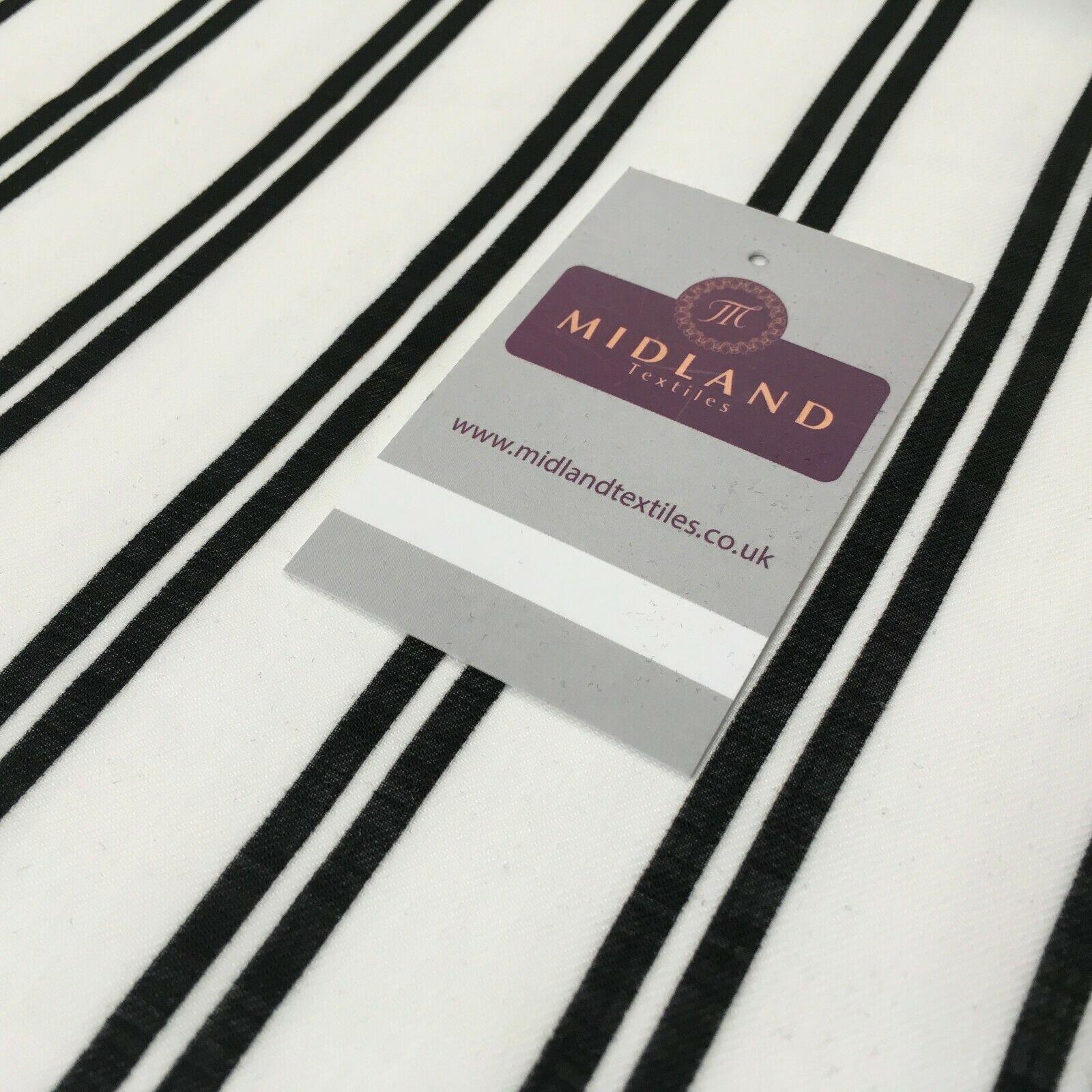 Ivory & Black Stripped Georgette crepe Linen effect fabric 150cm wide MK1095-9