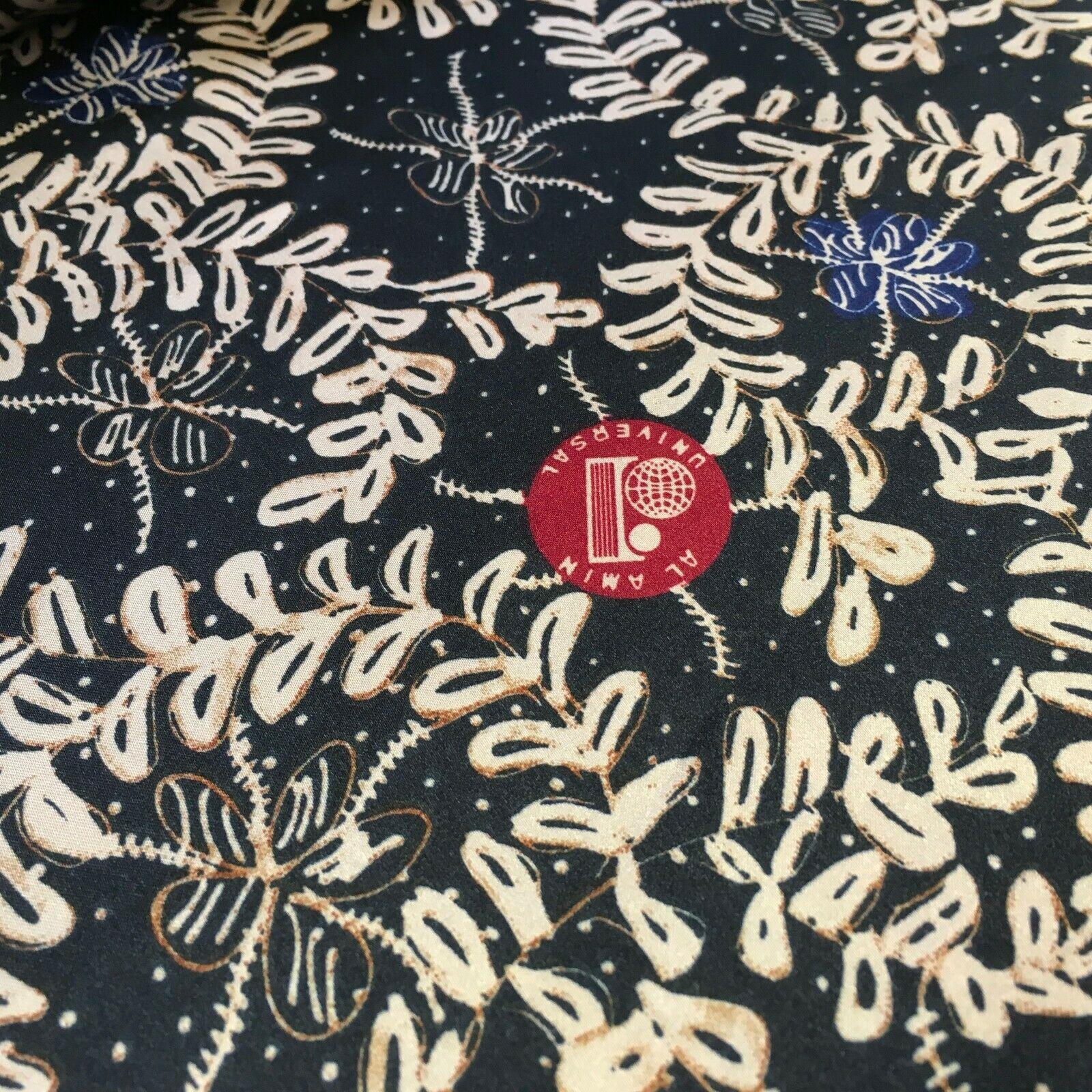 Black and Gold Floral Printed Satin Dress fabric 150cm Wide M1115 Mtex