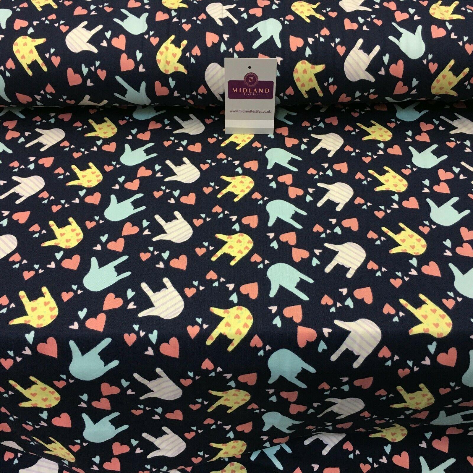 Navy Blue Rock on Printed Brushed Jersey Dress fabric 150cm Wide MK1106-9 Mtex