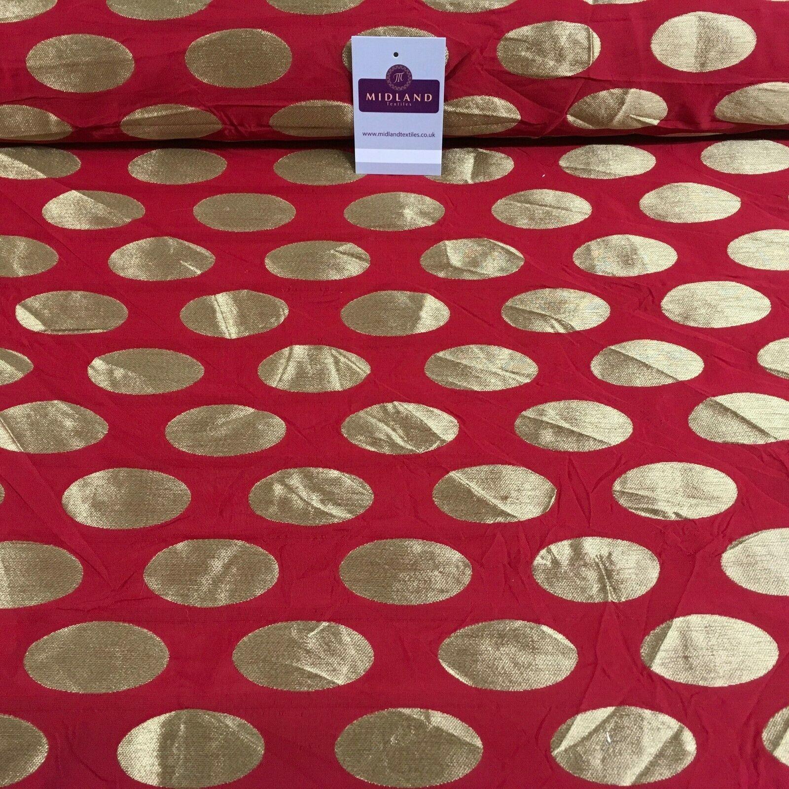 Oval Gold Spot Indian Banarsi Brocade Waistcoat fabric 124 cm Wide M1097 Mtex