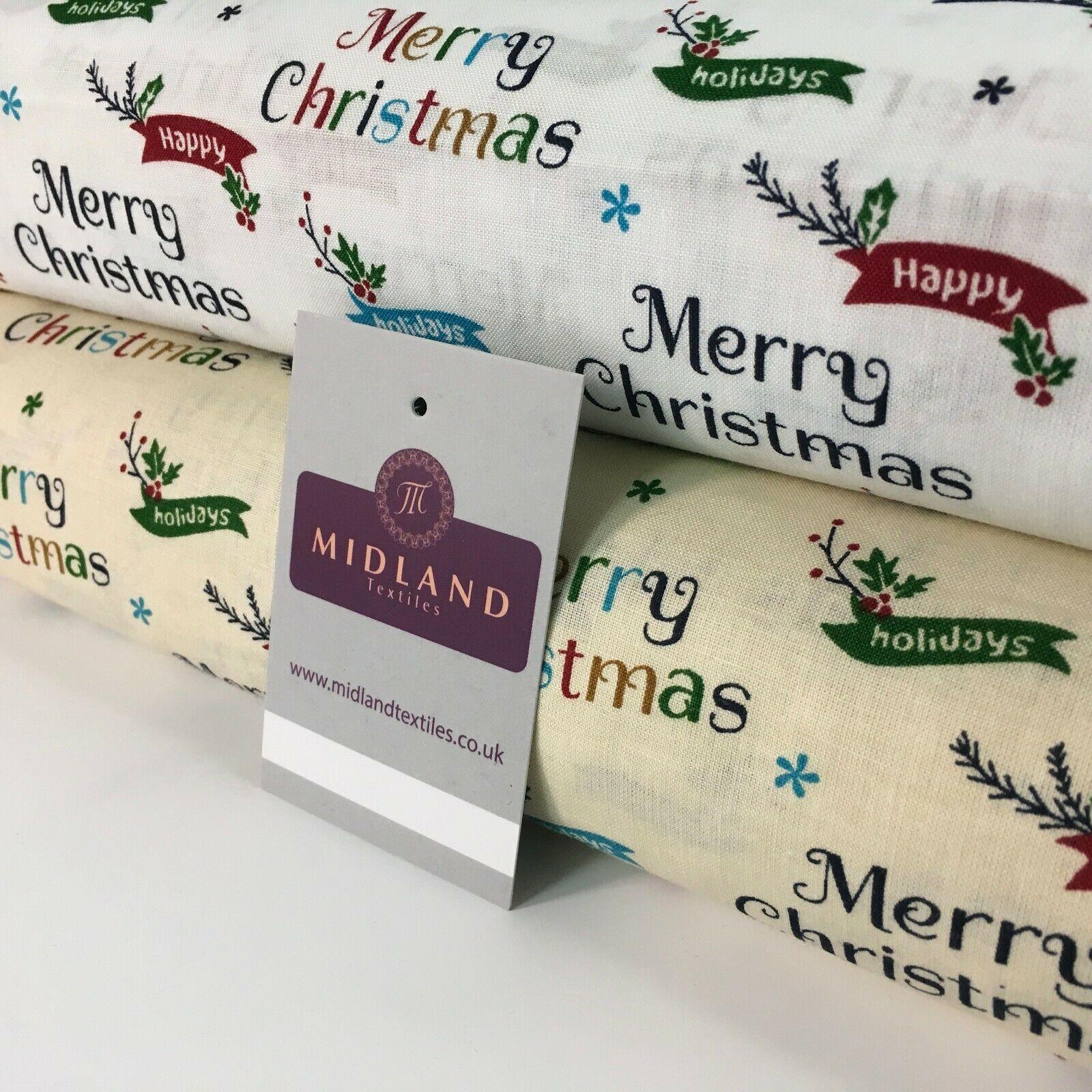Merry Christmas Theme 100% Cotton Printed Fabric 150cm Wide MD1163