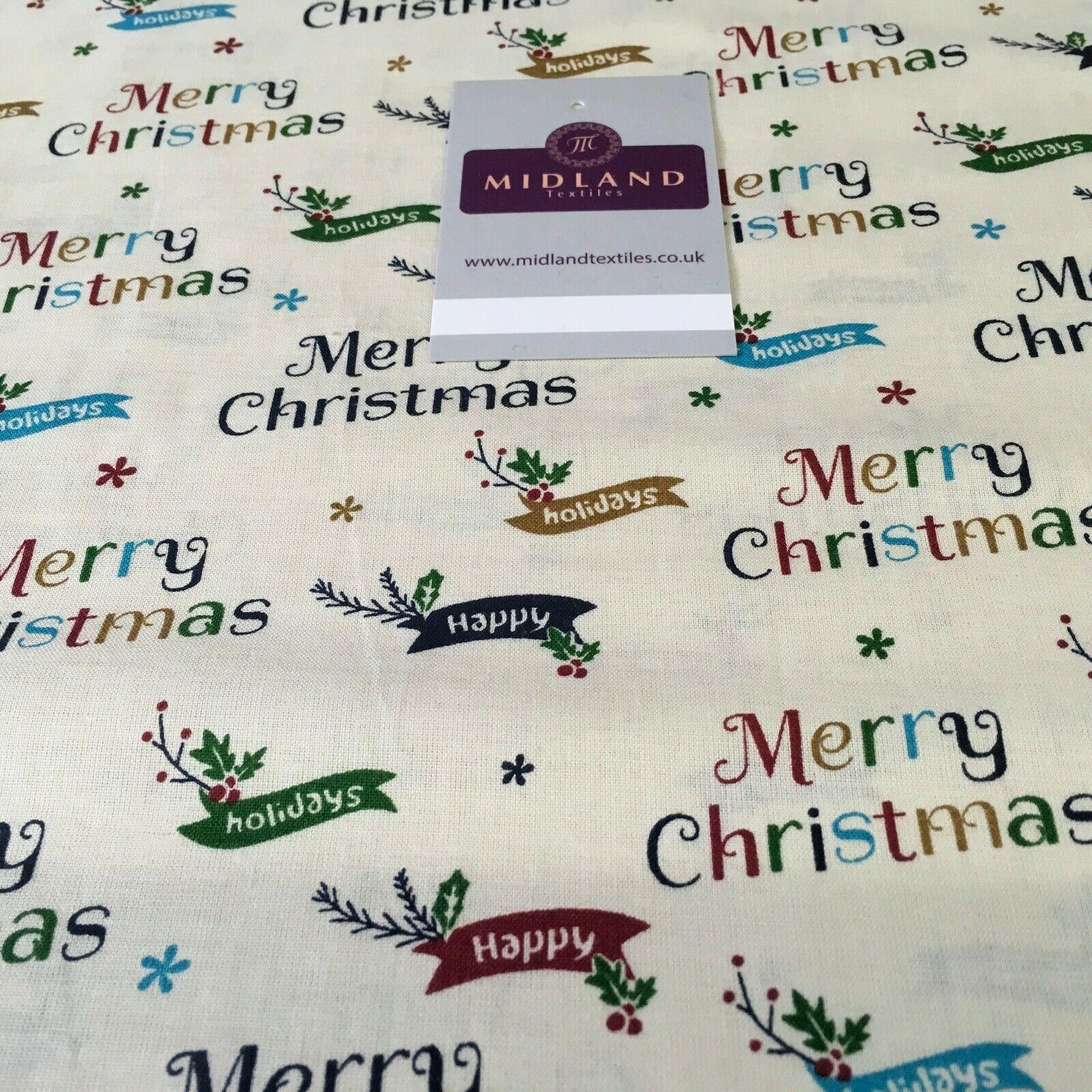 Merry Christmas Theme 100% Cotton Printed Fabric 150cm Wide MD1163