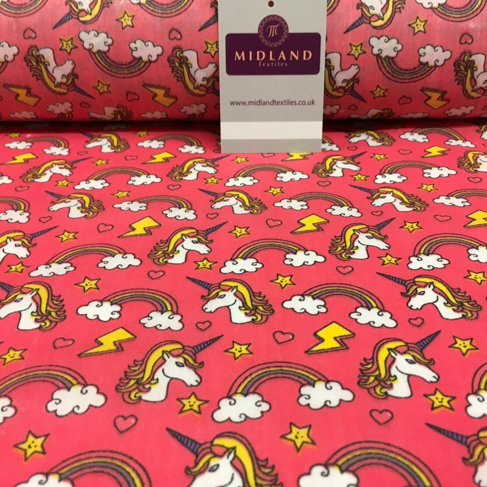Rainbow Unicorns Mythical Polycotton Printed Fabric 110 cm Wide MH1166 Mtex