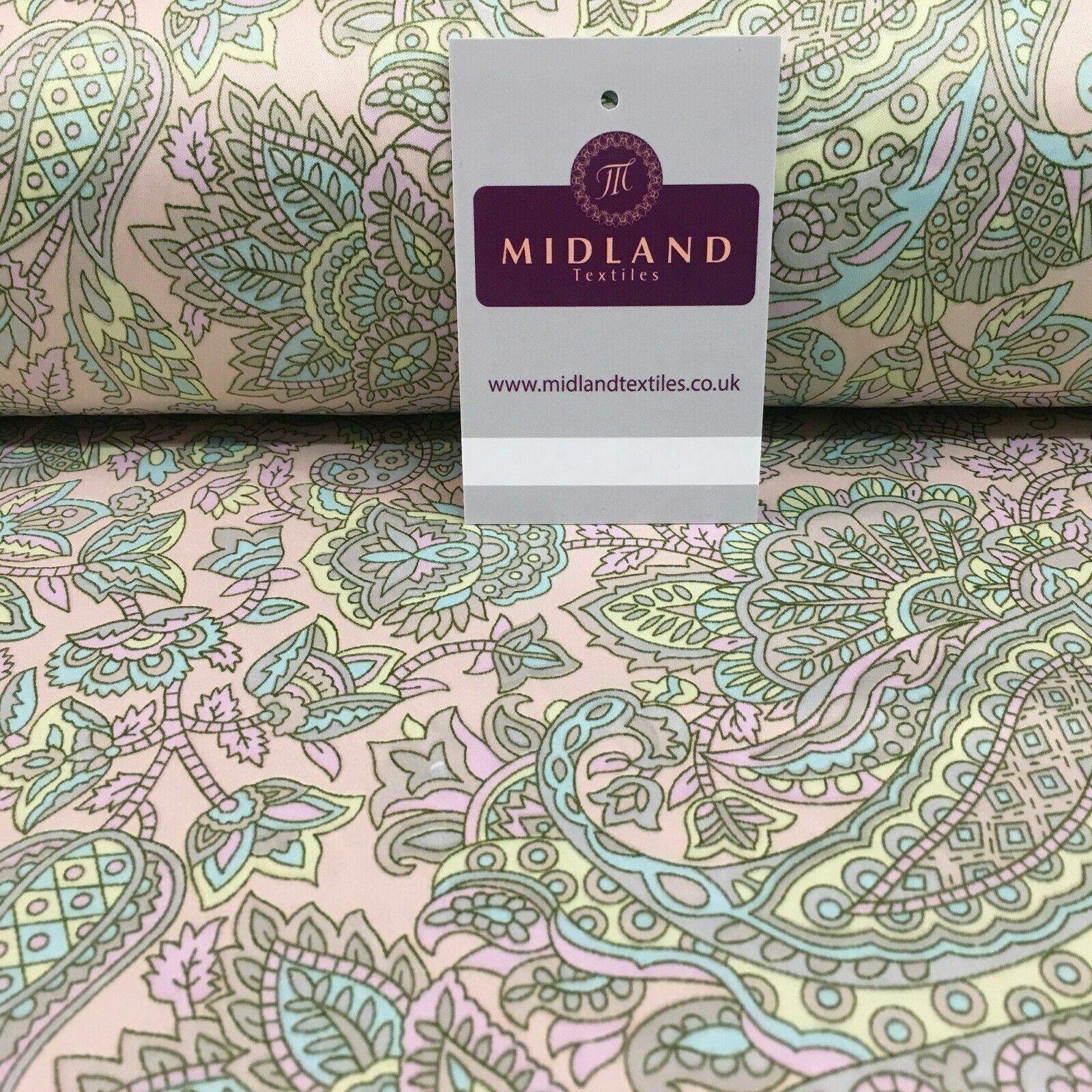 Paisley Printed Matt Dull Satin Dress Fabric 147 cm Wide MA1171 Mtex