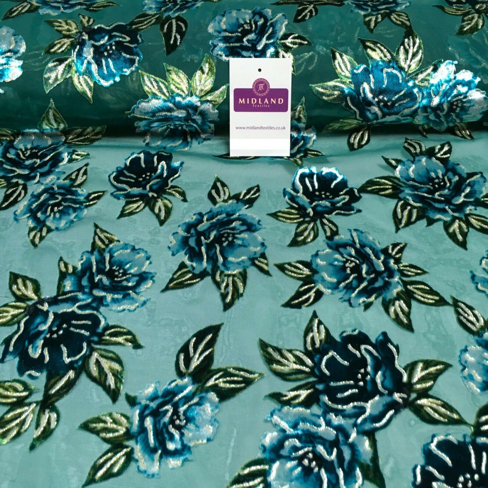 Floral Burnout Glitter Lacquer Velvet Devore Dress Fabric 139 cm Wide M1140 Mtex