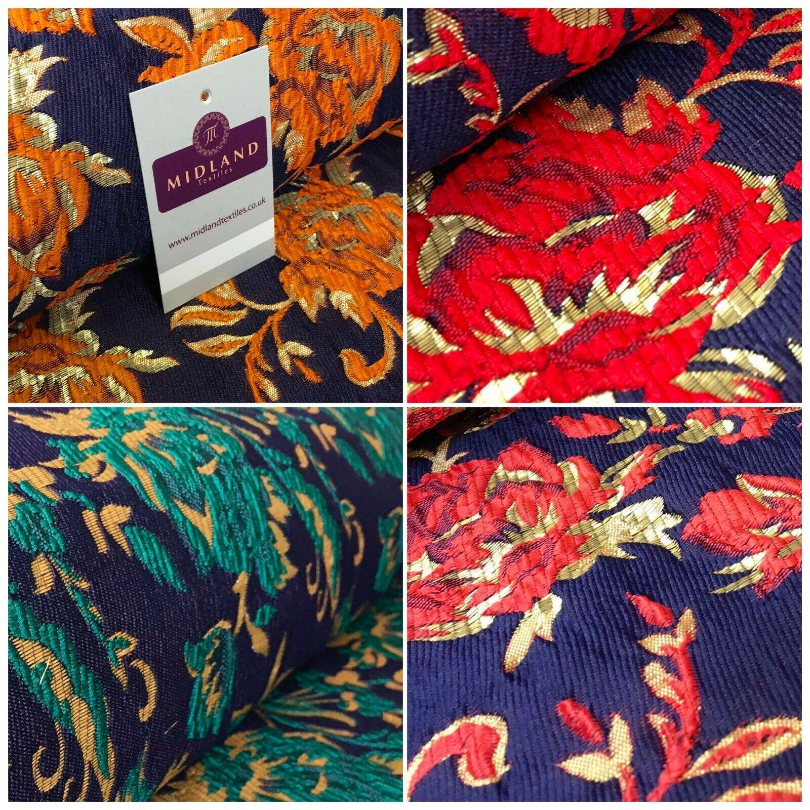 Indian Heavy Floral Jacquard Banarsi Brocade Fabric 125cm Wide MA1152 Mtex