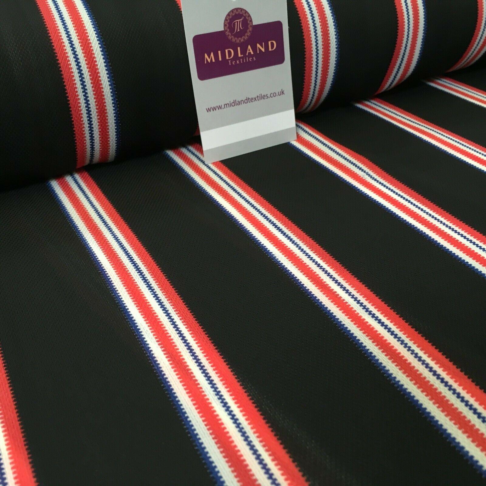 Black & Coral Stripped soft Georgette twist voile Dress Fabric 147cm MK1185-8
