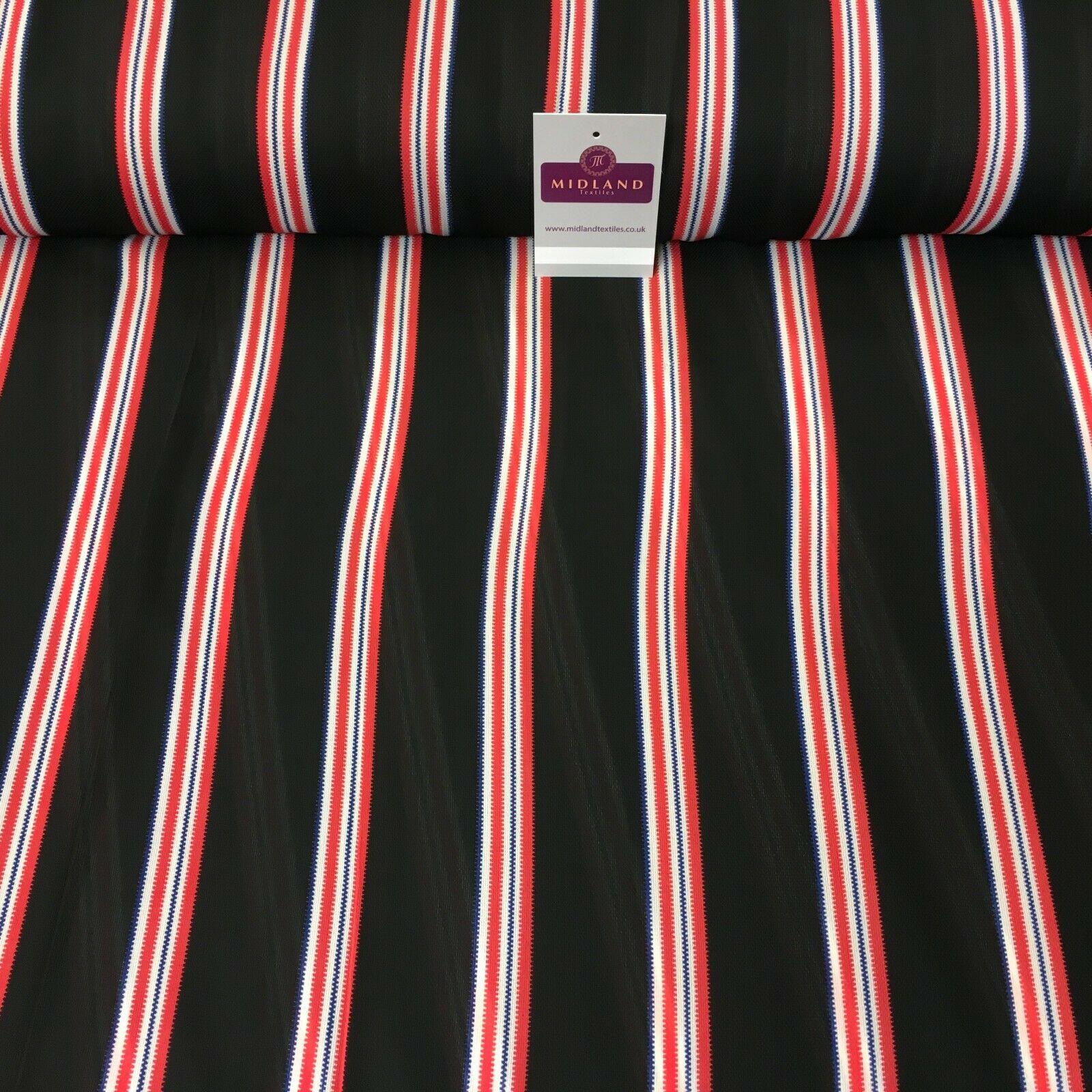 Black & Coral Stripped soft Georgette twist voile Dress Fabric 147cm MK1185-8