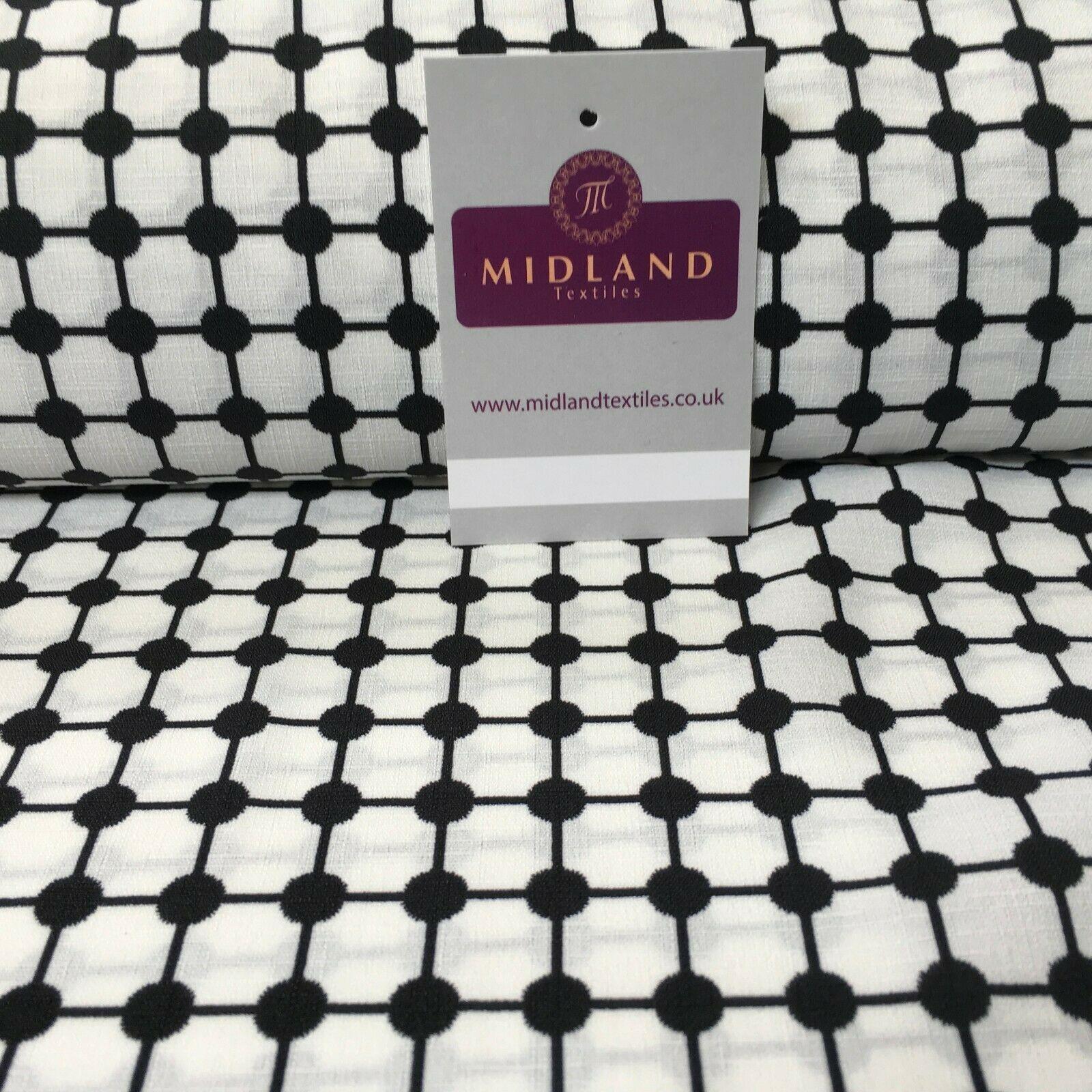Black Dot Box Linen Effect Georgette Crepe Dress Fabric 147cm Wide MK1184-7