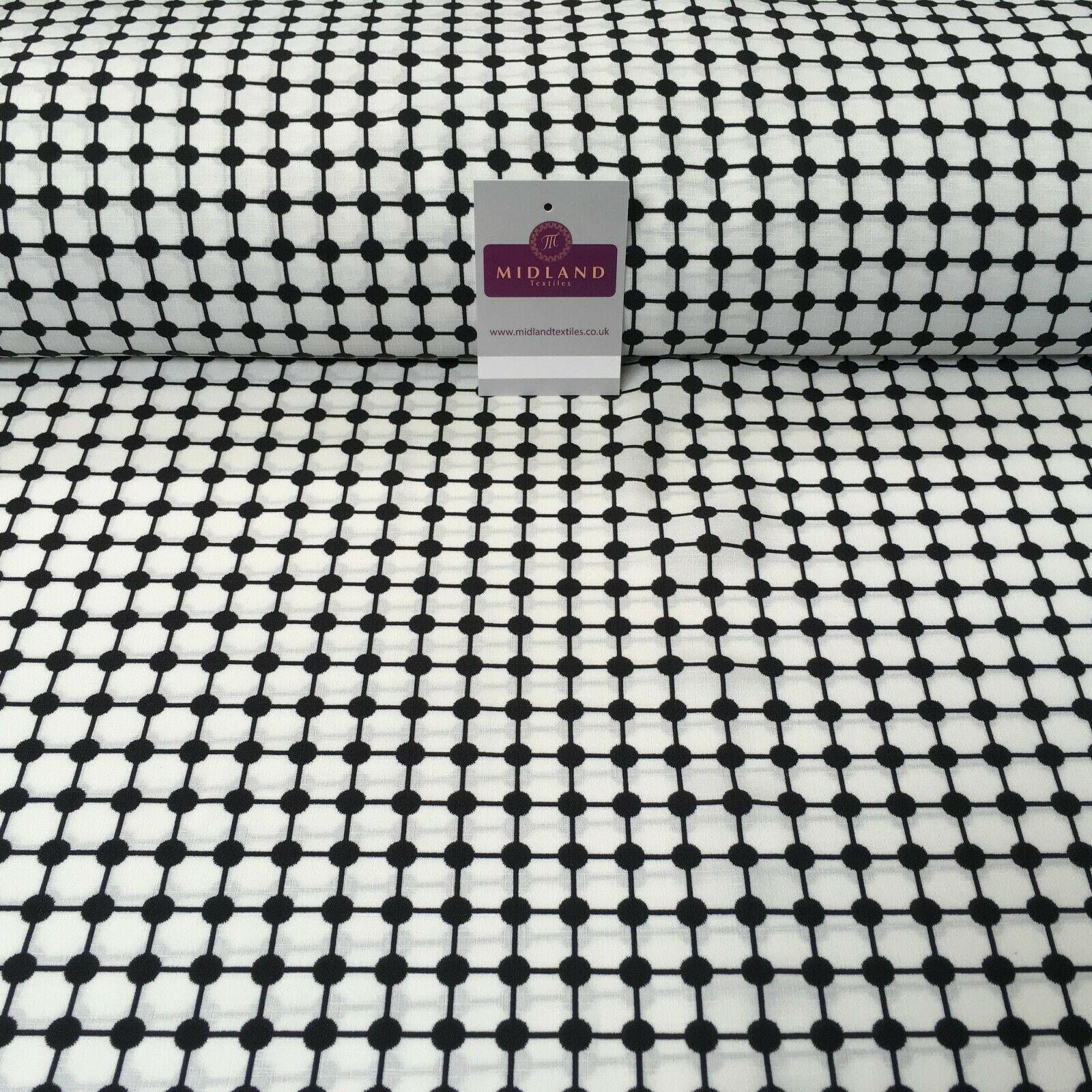 Black Dot Box Linen Effect Georgette Crepe Dress Fabric 147cm Wide MK1184-7