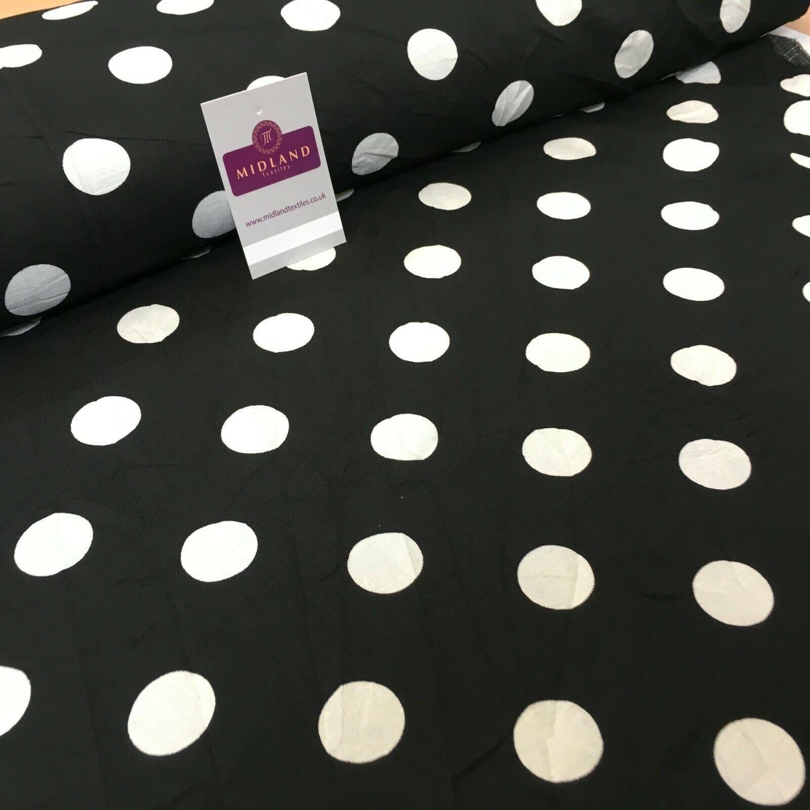 Black Ivory Spot Dot Linen Effect Georgette Crepe Dress Fabric 147cm MK1184-14