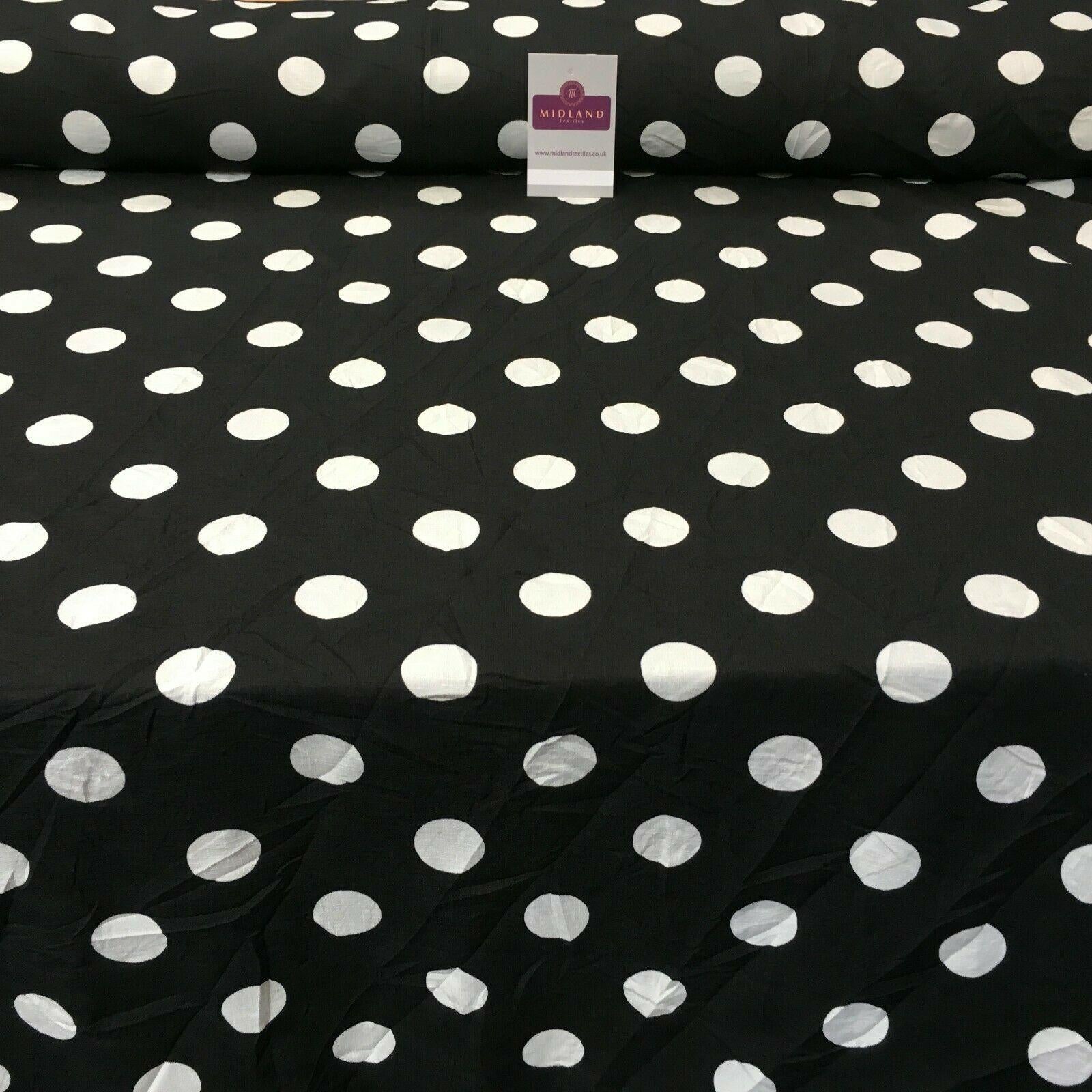 Black Ivory Spot Dot Linen Effect Georgette Crepe Dress Fabric 147cm MK1184-14