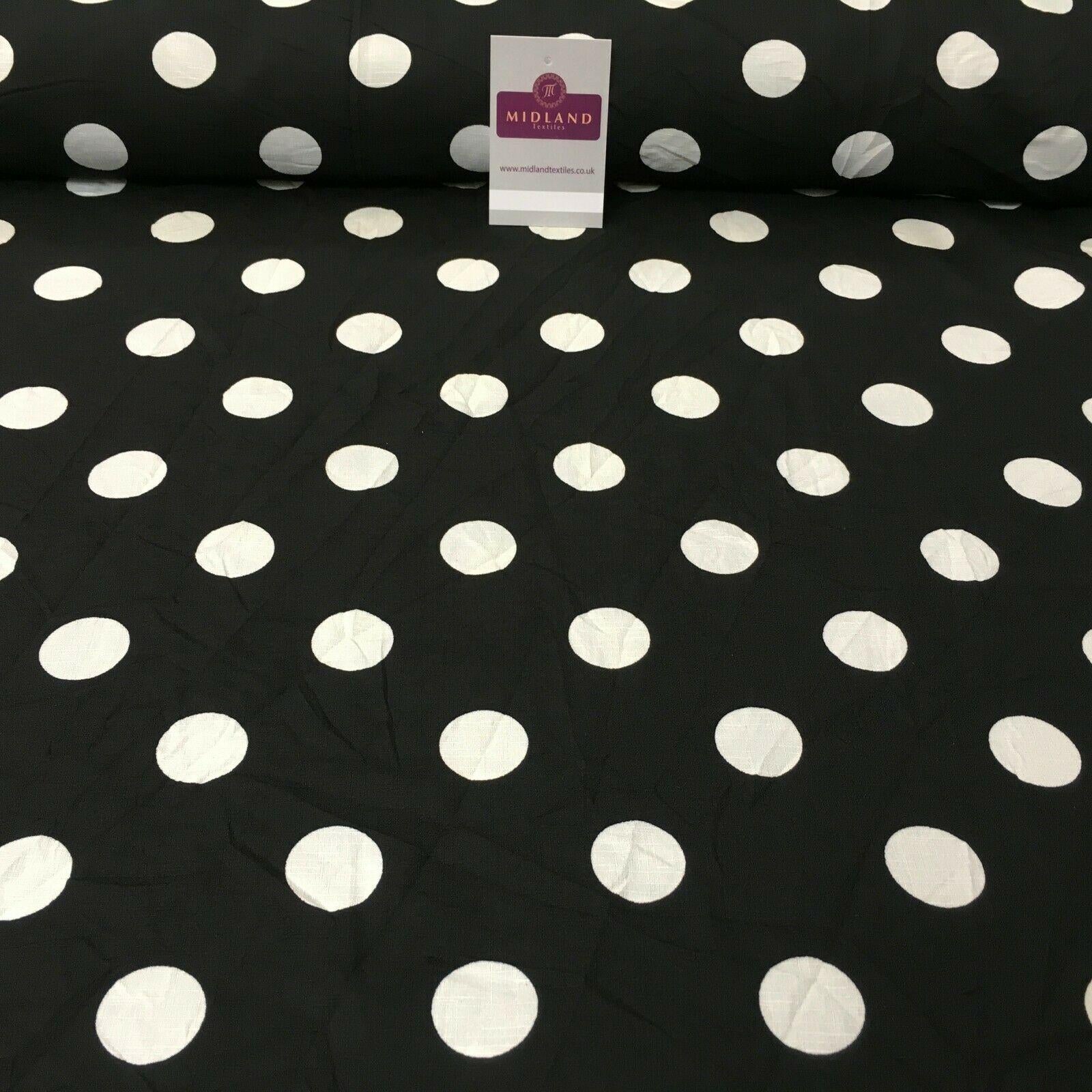 Black Ivory Spot Dot Linen Effect Georgette Crepe Dress Fabric 147cm MK1184-14