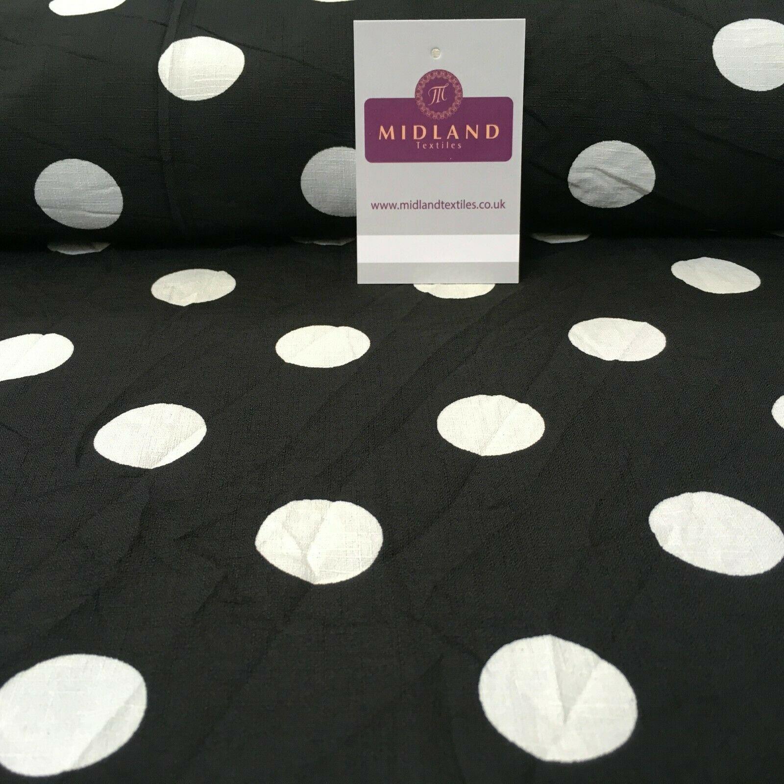 Black Ivory Spot Dot Linen Effect Georgette Crepe Dress Fabric 147cm MK1184-14
