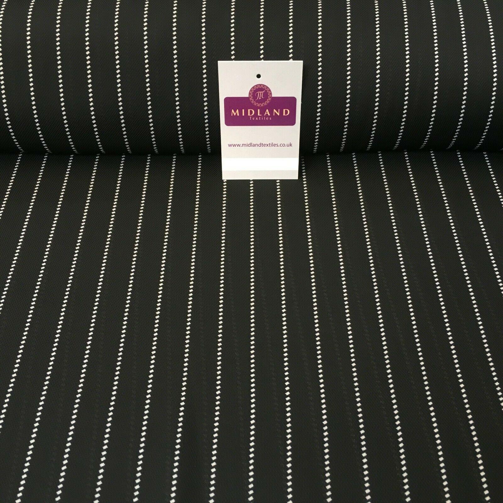 Black Stitch Stripped soft Georgette twist voile Dress Fabric 147cm MK1185-7