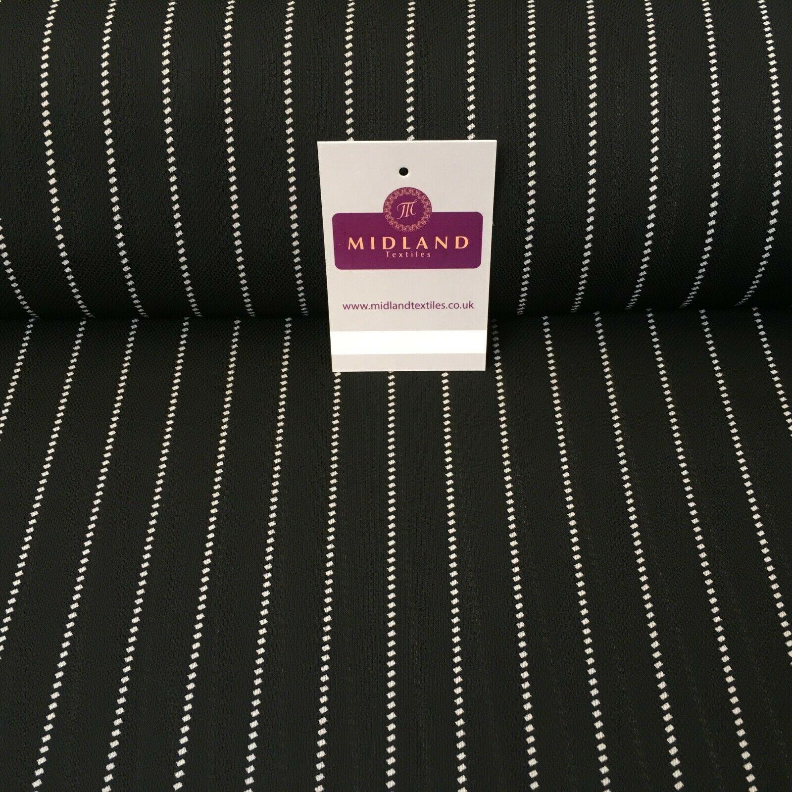 Black Stitch Stripped soft Georgette twist voile Dress Fabric 147cm MK1185-7