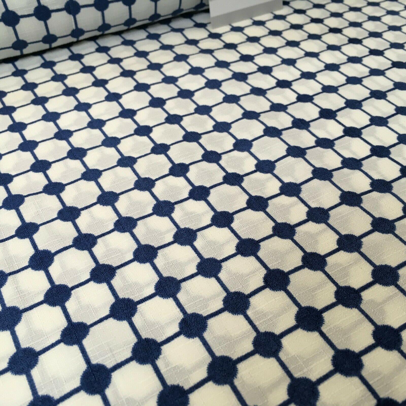 Blue Dot Box Linen Effect Georgette Crepe Dress Fabric 147cm Wide MK1184-5