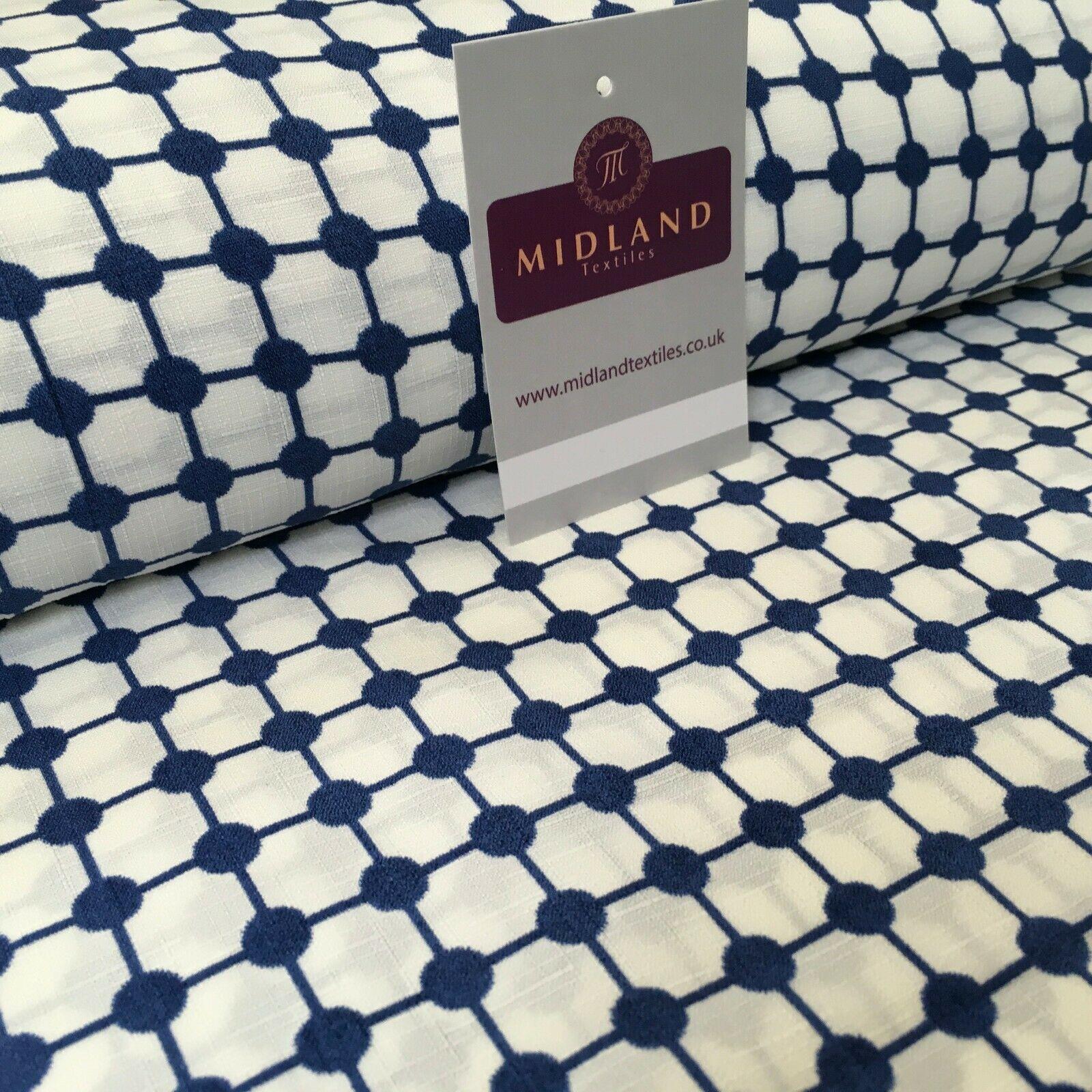 Blue Dot Box Linen Effect Georgette Crepe Dress Fabric 147cm Wide MK1184-5