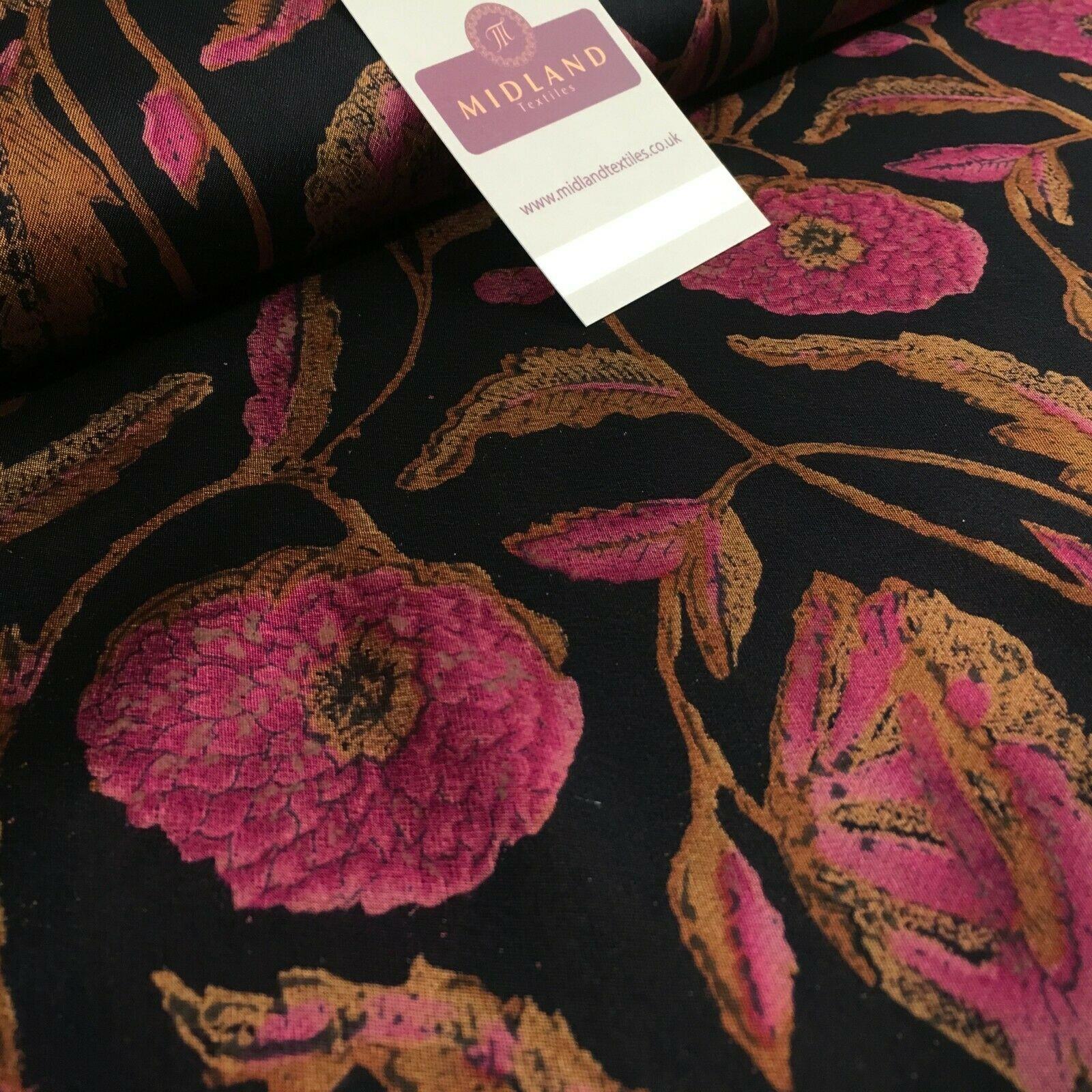 Classic Crepe Floral Printed Fabric 111 cm Wide MR1179 Mtex