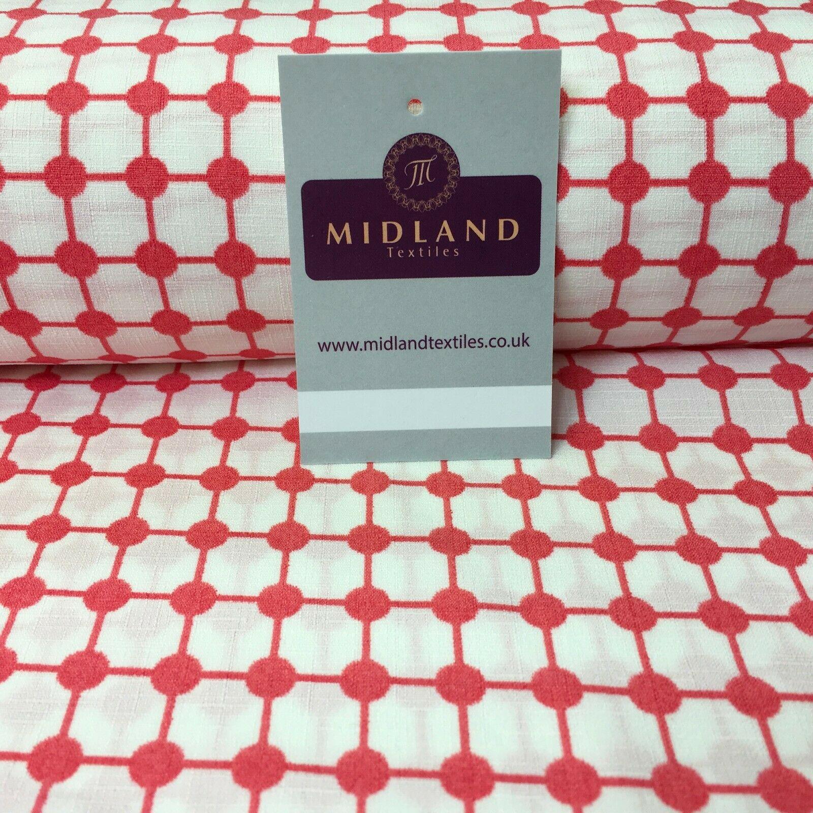 Coral & White Box Linen Effect Georgette Crepe Dress Fabric 147cm Wide MK1184-3