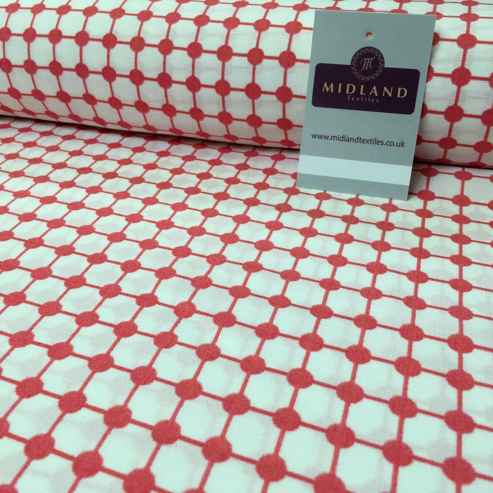Coral & White Box Linen Effect Georgette Crepe Dress Fabric 147cm Wide MK1184-3