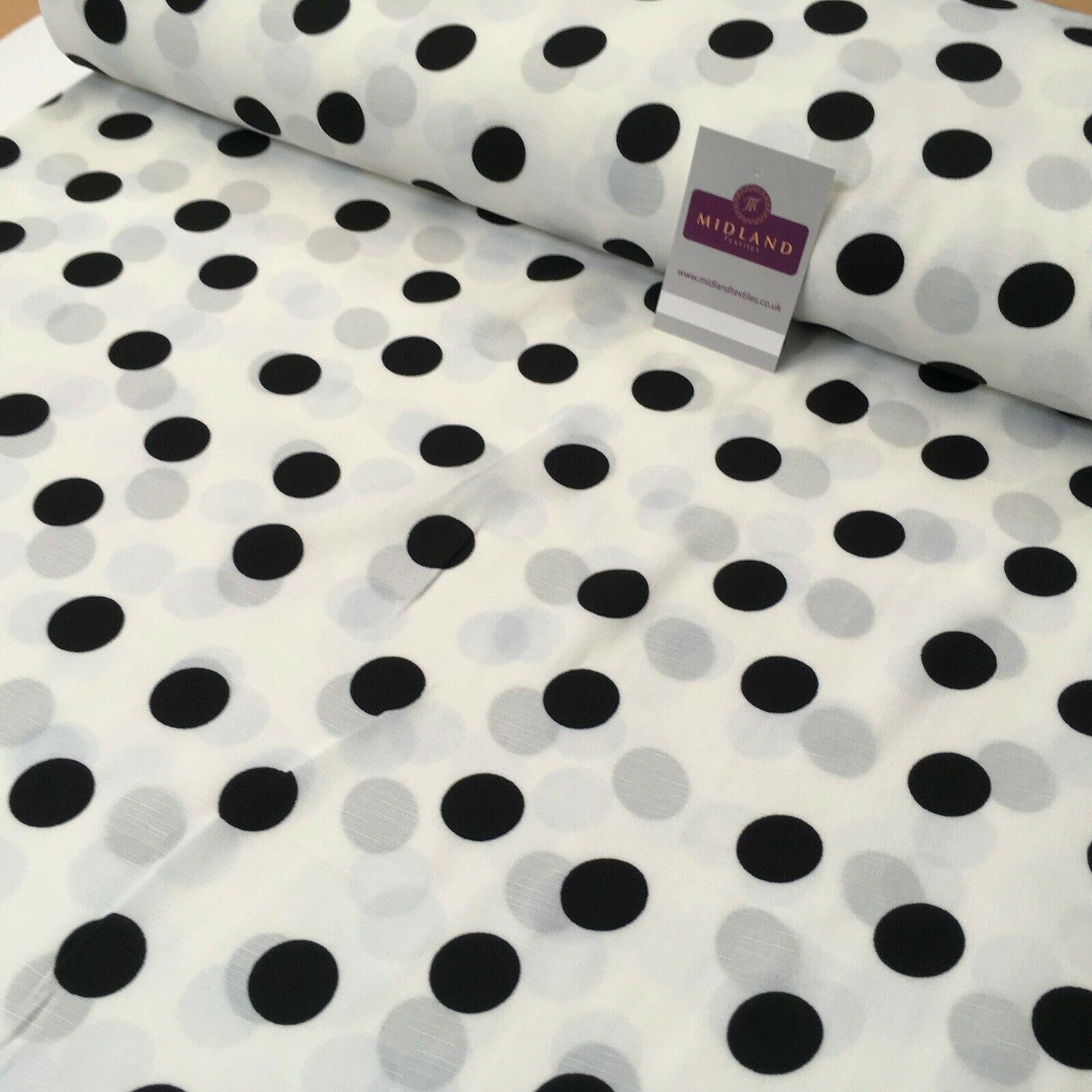 Ivory Black Spot Dot Linen Effect Georgette Crepe Dress Fabric 147cm MK1184-16