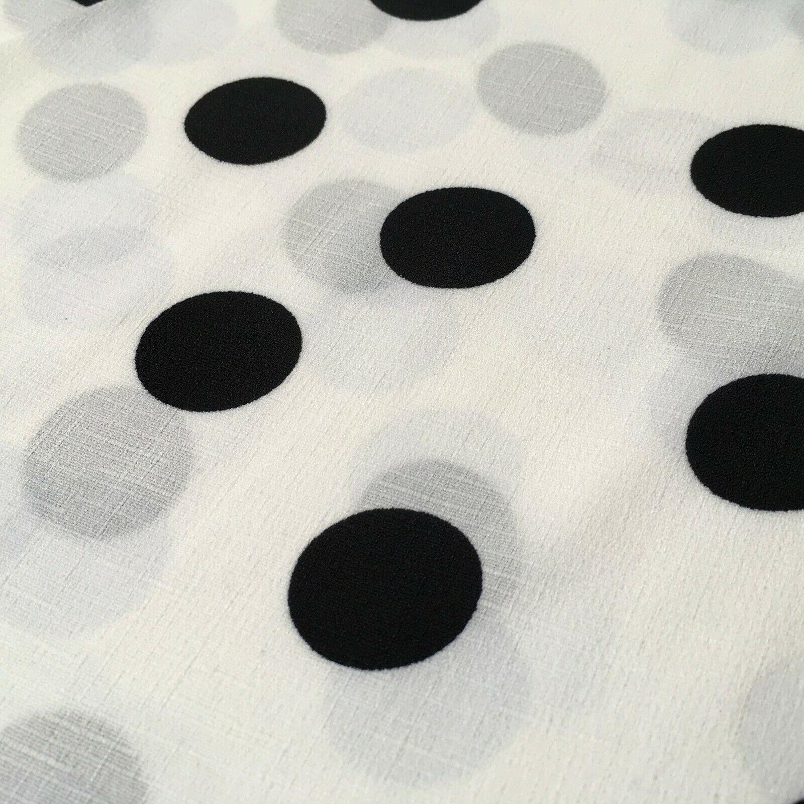 Ivory Black Spot Dot Linen Effect Georgette Crepe Dress Fabric 147cm MK1184-16