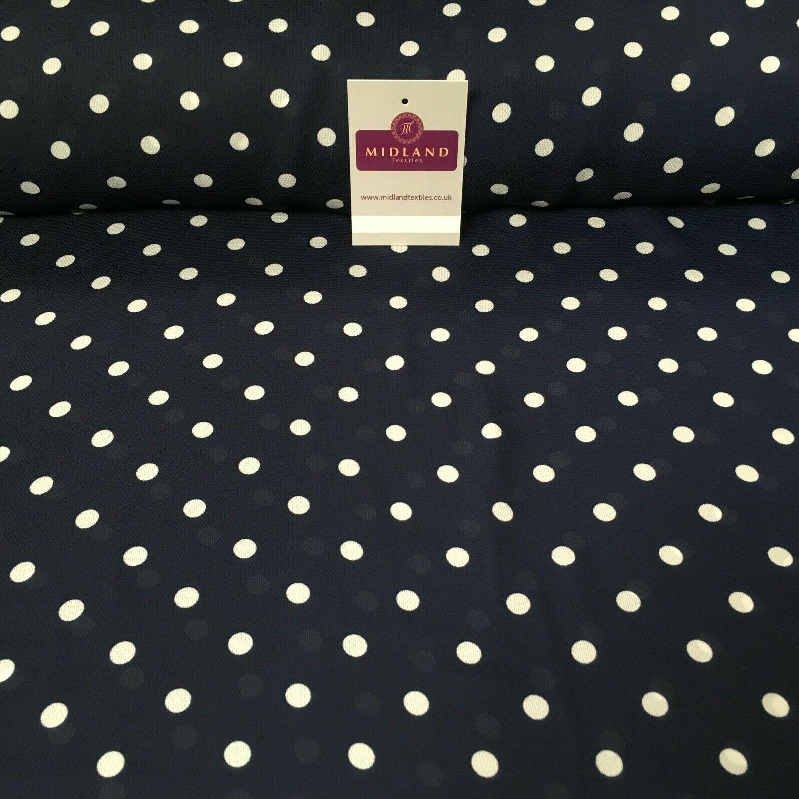 Navy & Ivory Spot dot Soft Georgette twist voile Dress Fabric 147cm MK1185-1