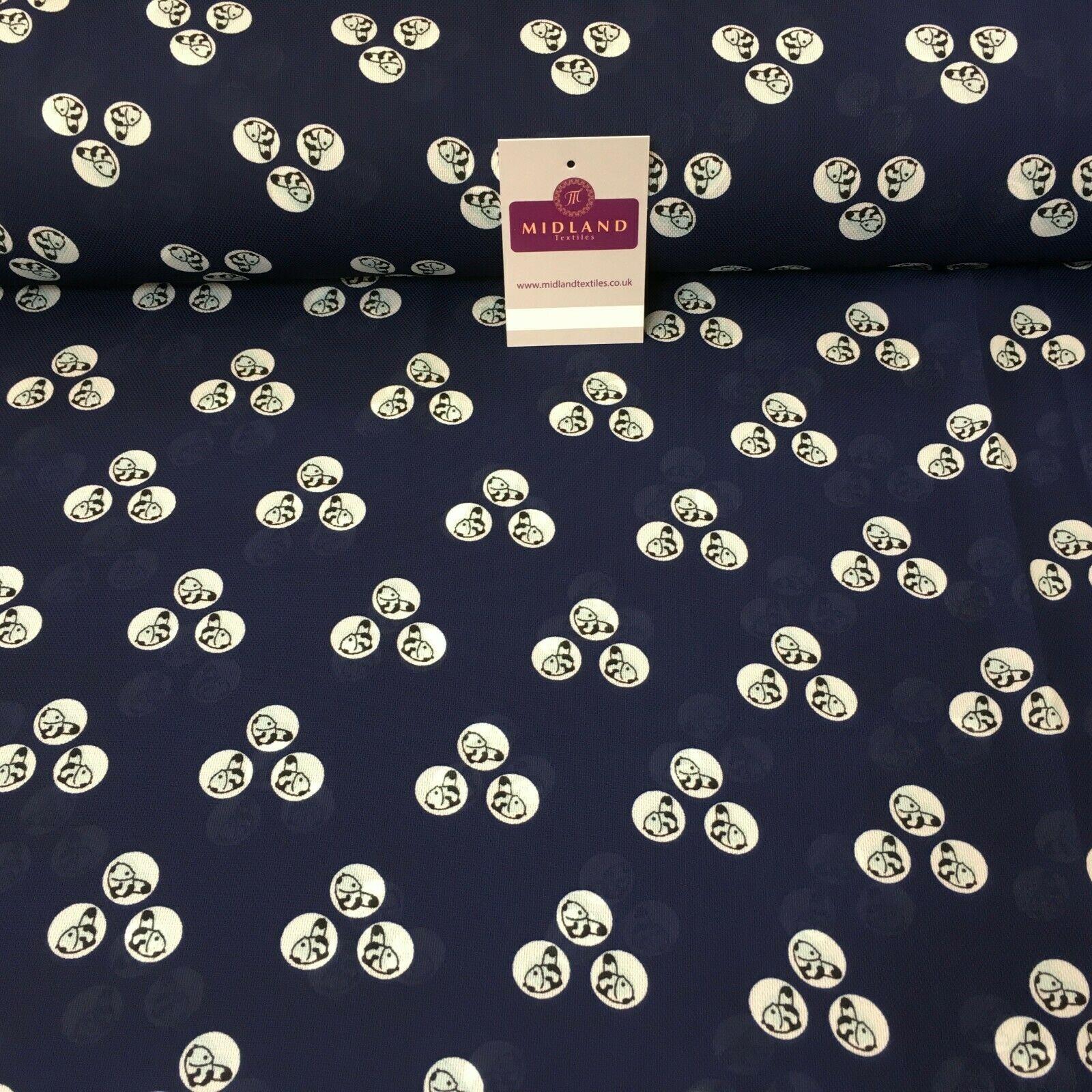 Navy blue Baby Panda  Soft Georgette twist voile Dress Fabric 147cm MK1185-3