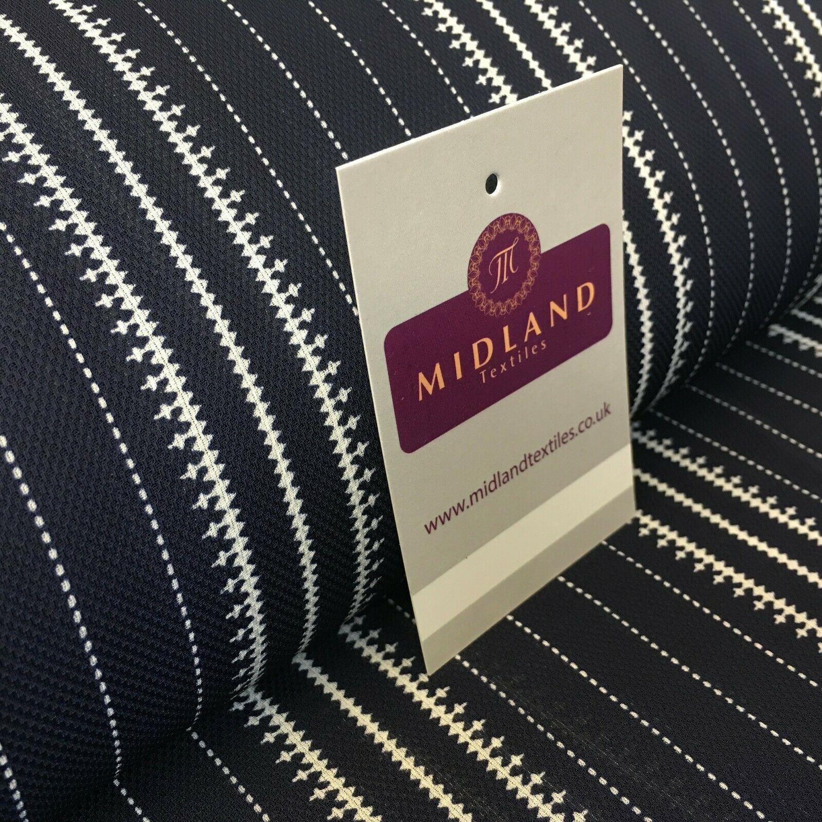 Navy Striped Printed soft Georgette twist voile Dress Fabric 147 Cm MK1185-13