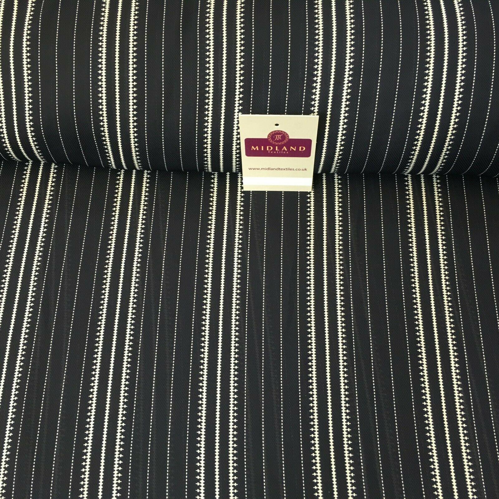 Navy Striped Printed soft Georgette twist voile Dress Fabric 147 Cm MK1185-13