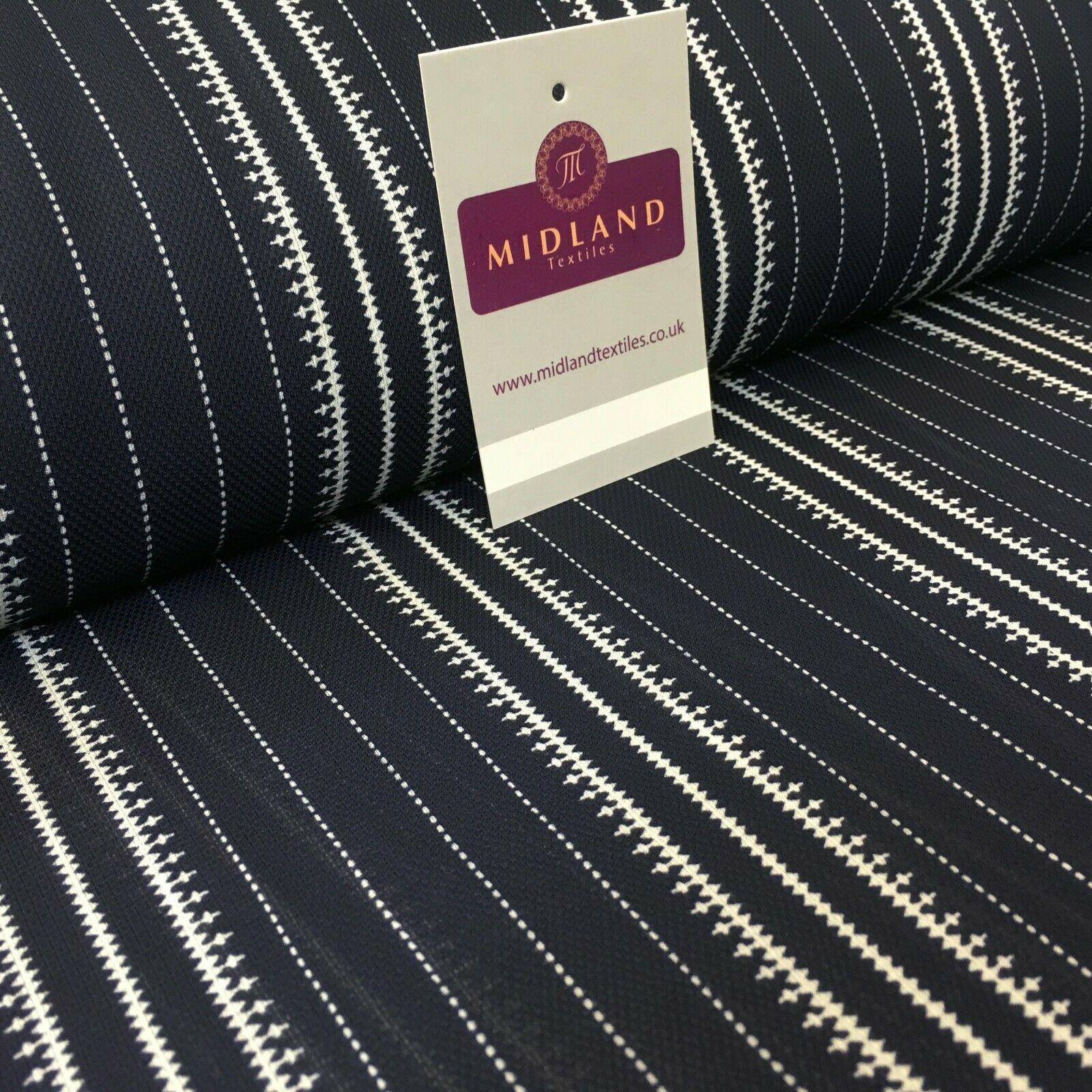 Navy Striped Printed soft Georgette twist voile Dress Fabric 147 Cm MK1185-13