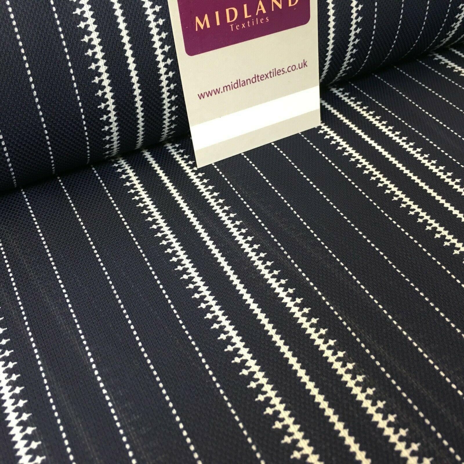 Navy Striped Printed soft Georgette twist voile Dress Fabric 147 Cm MK1185-13