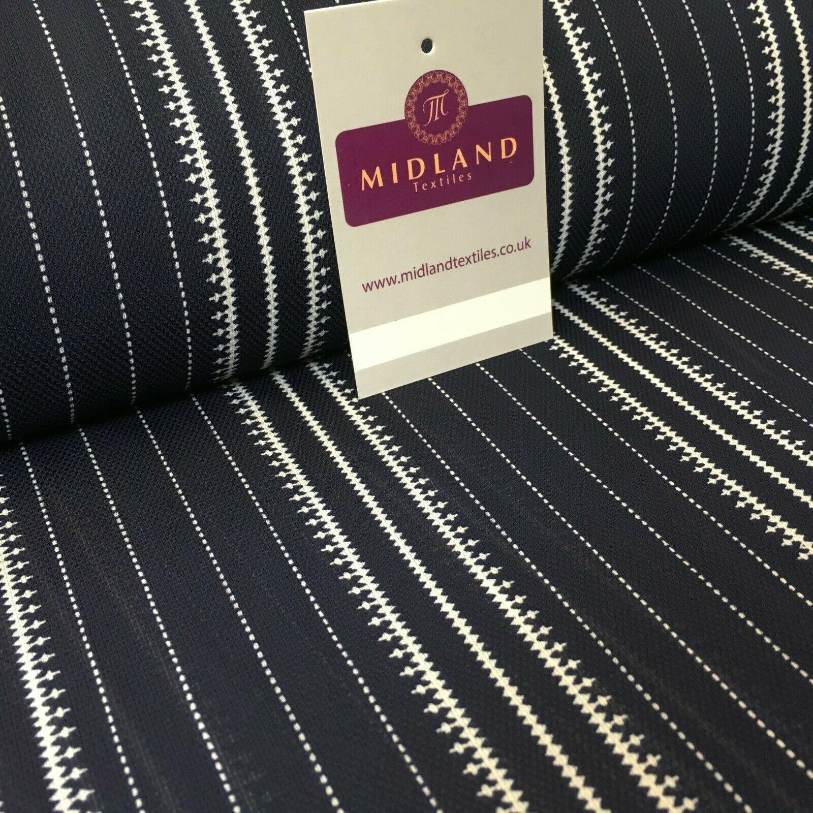 Navy Striped Printed soft Georgette twist voile Dress Fabric 147 Cm MK1185-13