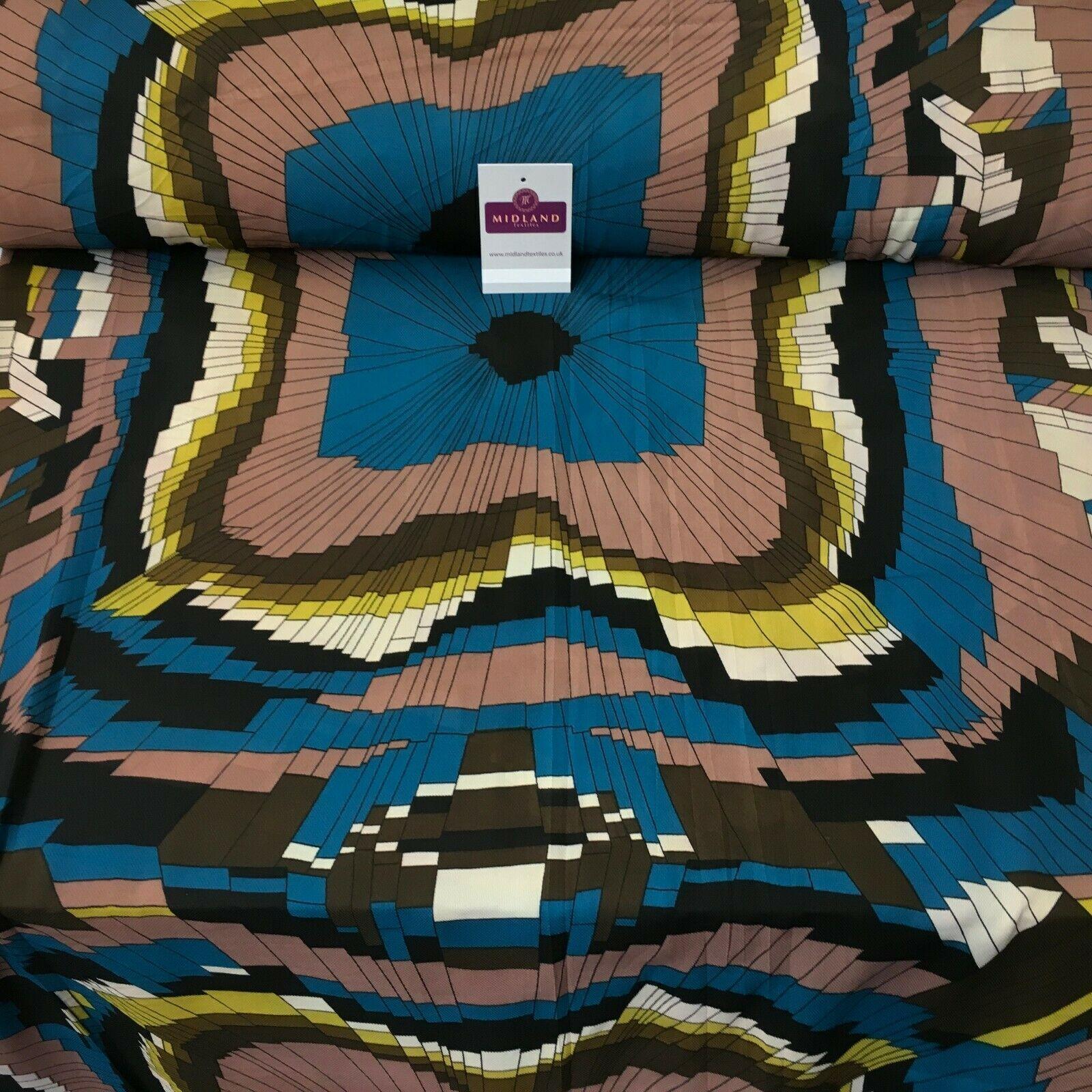 Teal & Taupe Geometric soft Georgette twist voile Dress Fabric 147 Cm MK1185-12