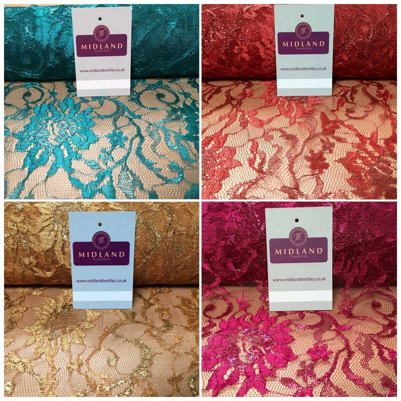 Raschel Floral Lurex Net non stretch Dress Fabric 139 cm Wide MR1182